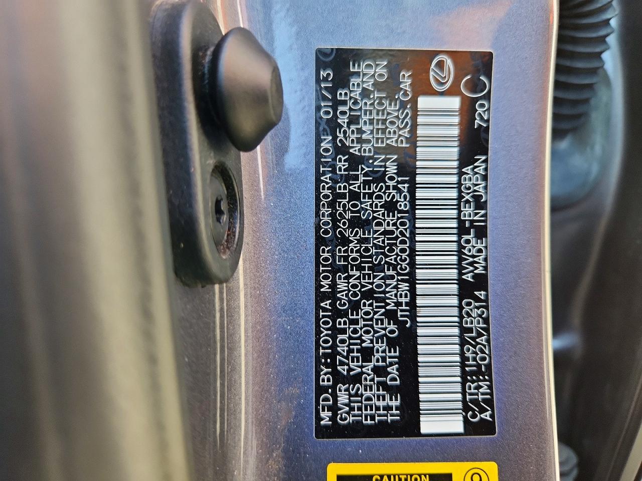 2013 Lexus Es 300h Gray vin: JTHBW1GG0D2018541