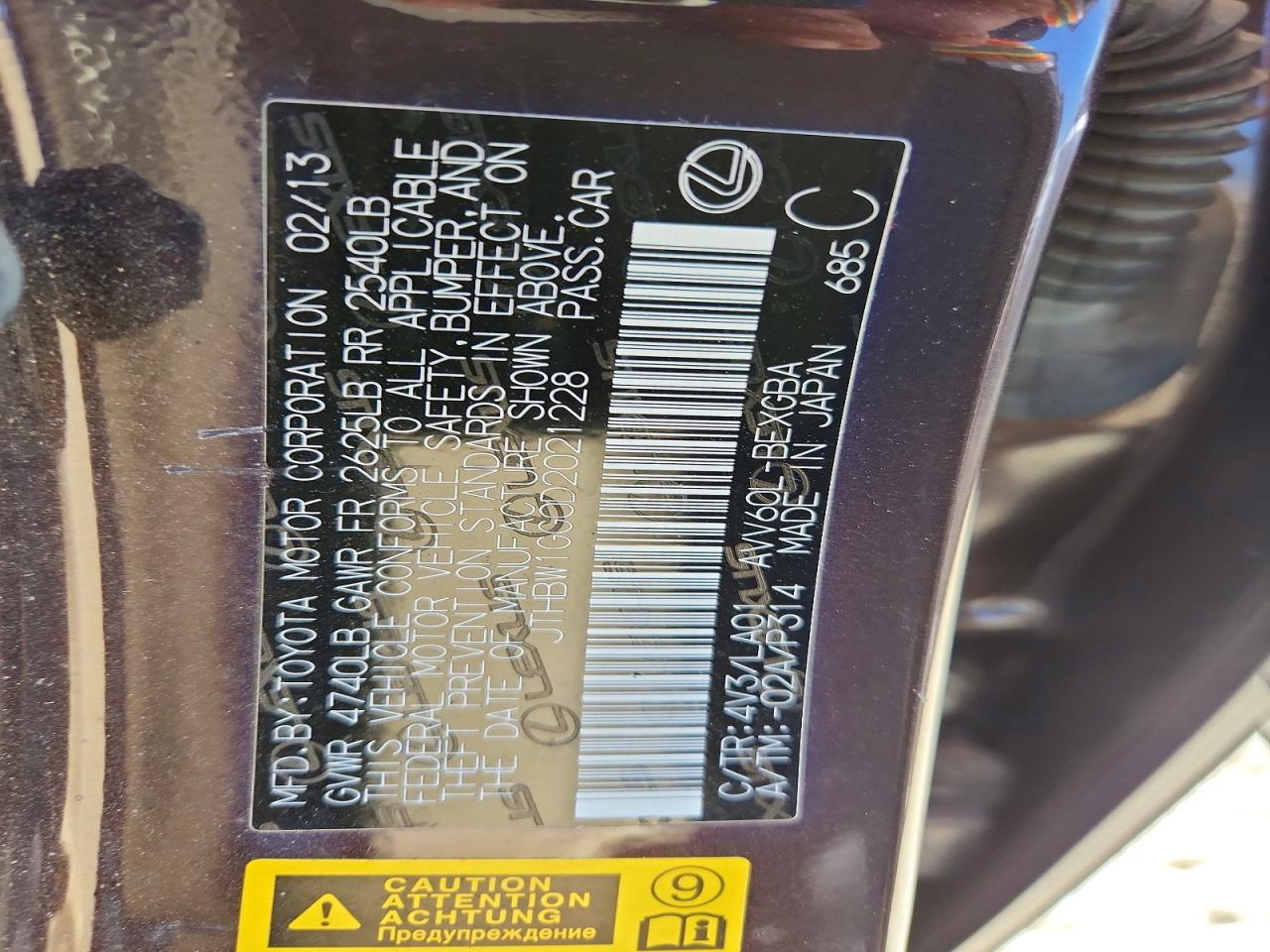 2013 Lexus Es 300h Maroon vin: JTHBW1GG0D2021228