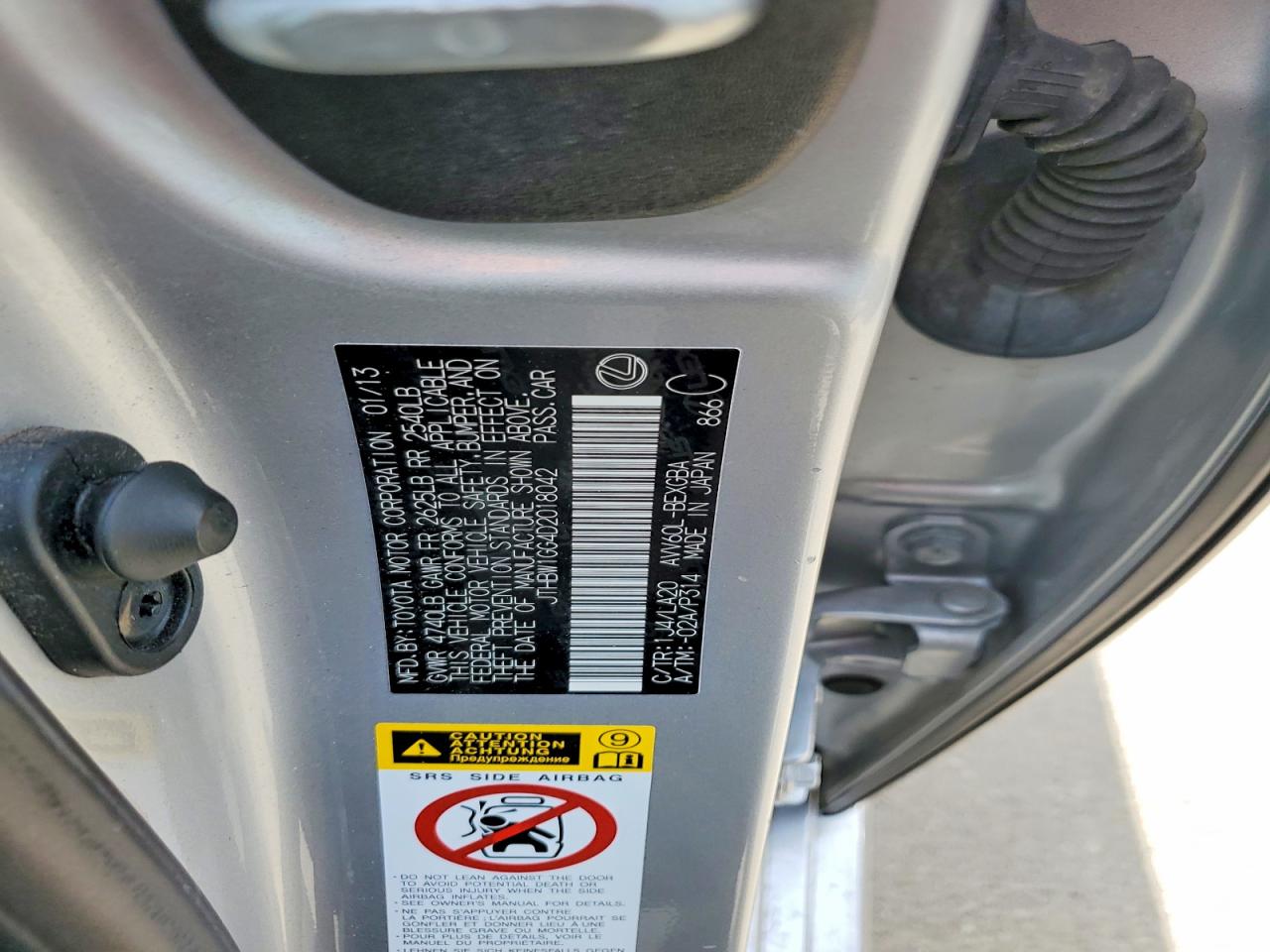 2013 Lexus Es 300h Silver vin: JTHBW1GG4D2018042
