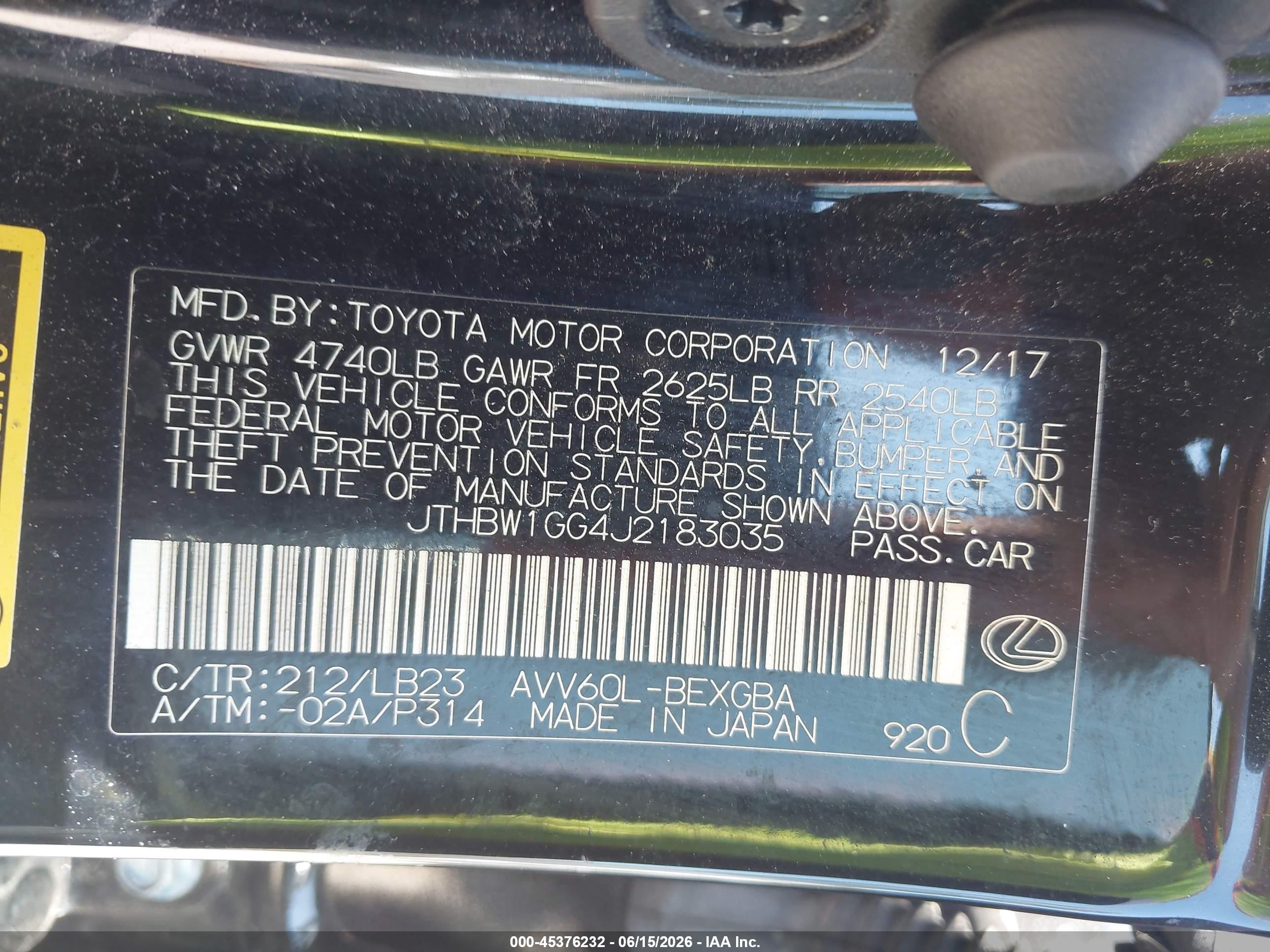 2018 Lexus Es 300h Black vin: JTHBW1GG4J2183035