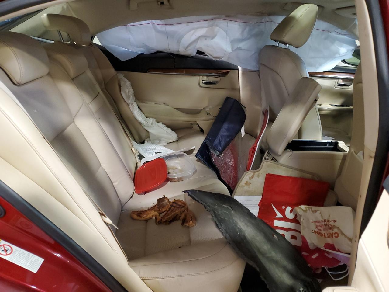 2013 Lexus Es 300h Red vin: JTHBW1GG5D2022729 Damage: Left Rear Side Airbag, Deployed, Replacement Required