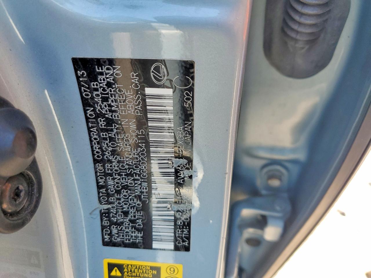 2013 Lexus Es 300h Silver vin: JTHBW1GG8D2034115