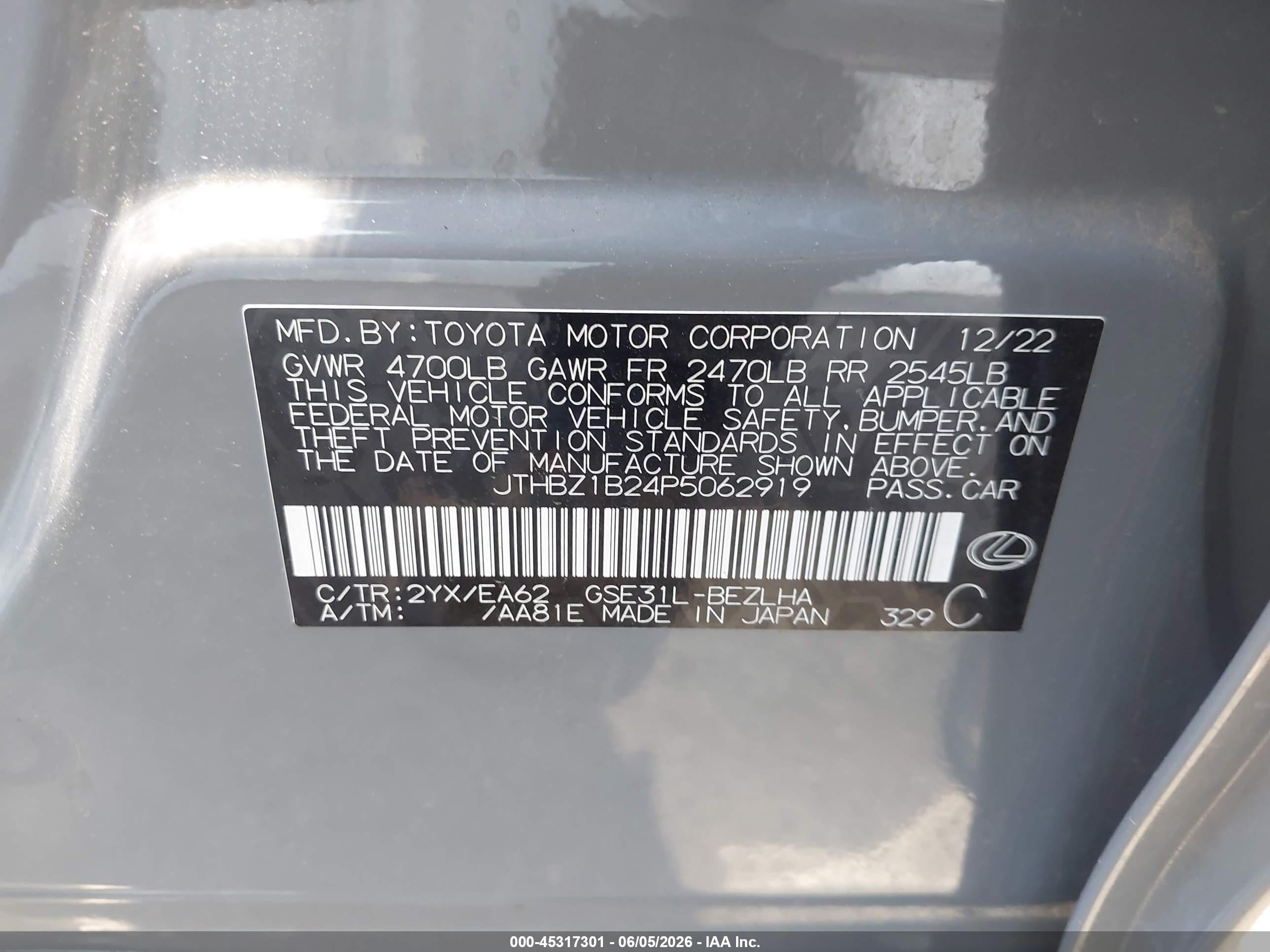 2023 Lexus Is 350 F Sport Design Gray vin: JTHBZ1B24P5062919