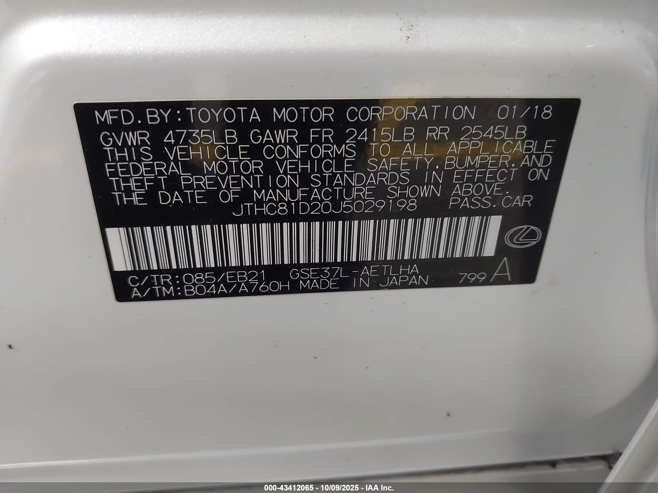 2018 Lexus Is 300   Белый vin: JTHC81D20J5029198
