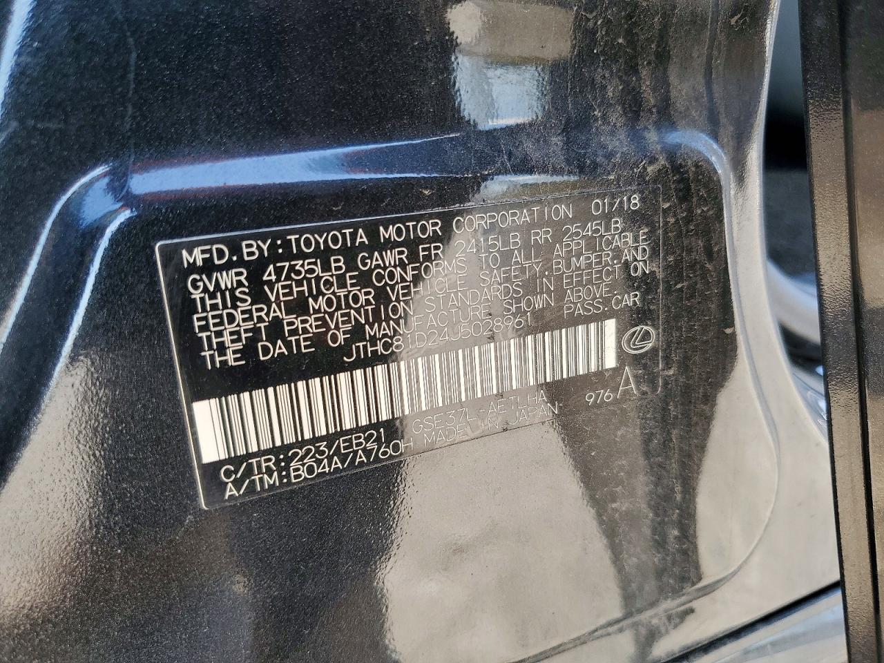 2018 Lexus Is 300 Черный vin: JTHC81D24J5028961
