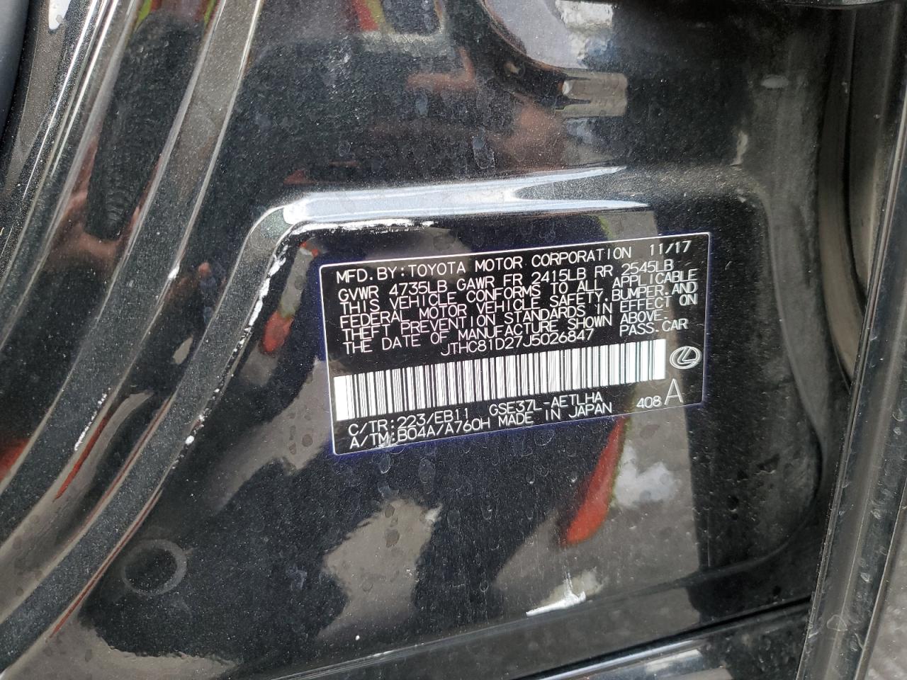 2018 Lexus Is 300 Черный vin: JTHC81D27J5026847