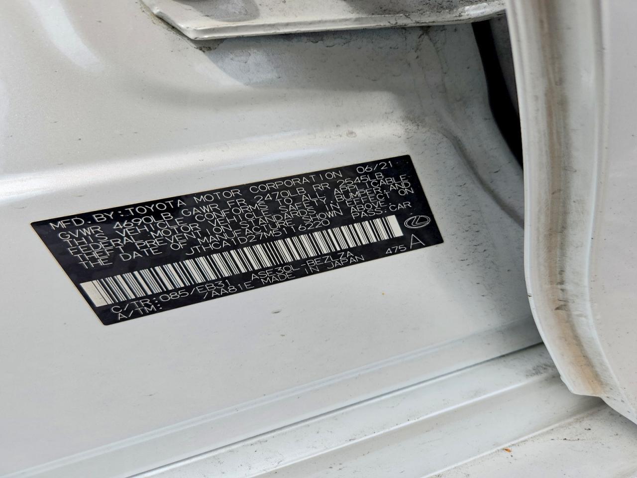 2021 Lexus Is 300 Base Белый vin: JTHCA1D27M5116220