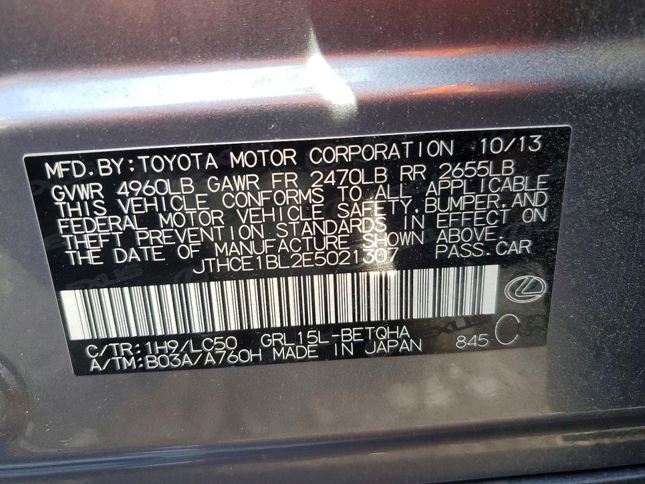 2014 Lexus Gs 350 Gray vin: JTHCE1BL2E5021307