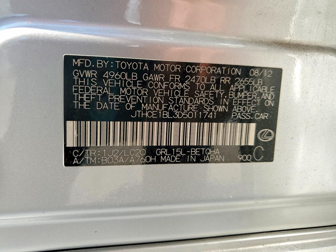 2013 Lexus Gs 350 Silver vin: JTHCE1BL3D5011741