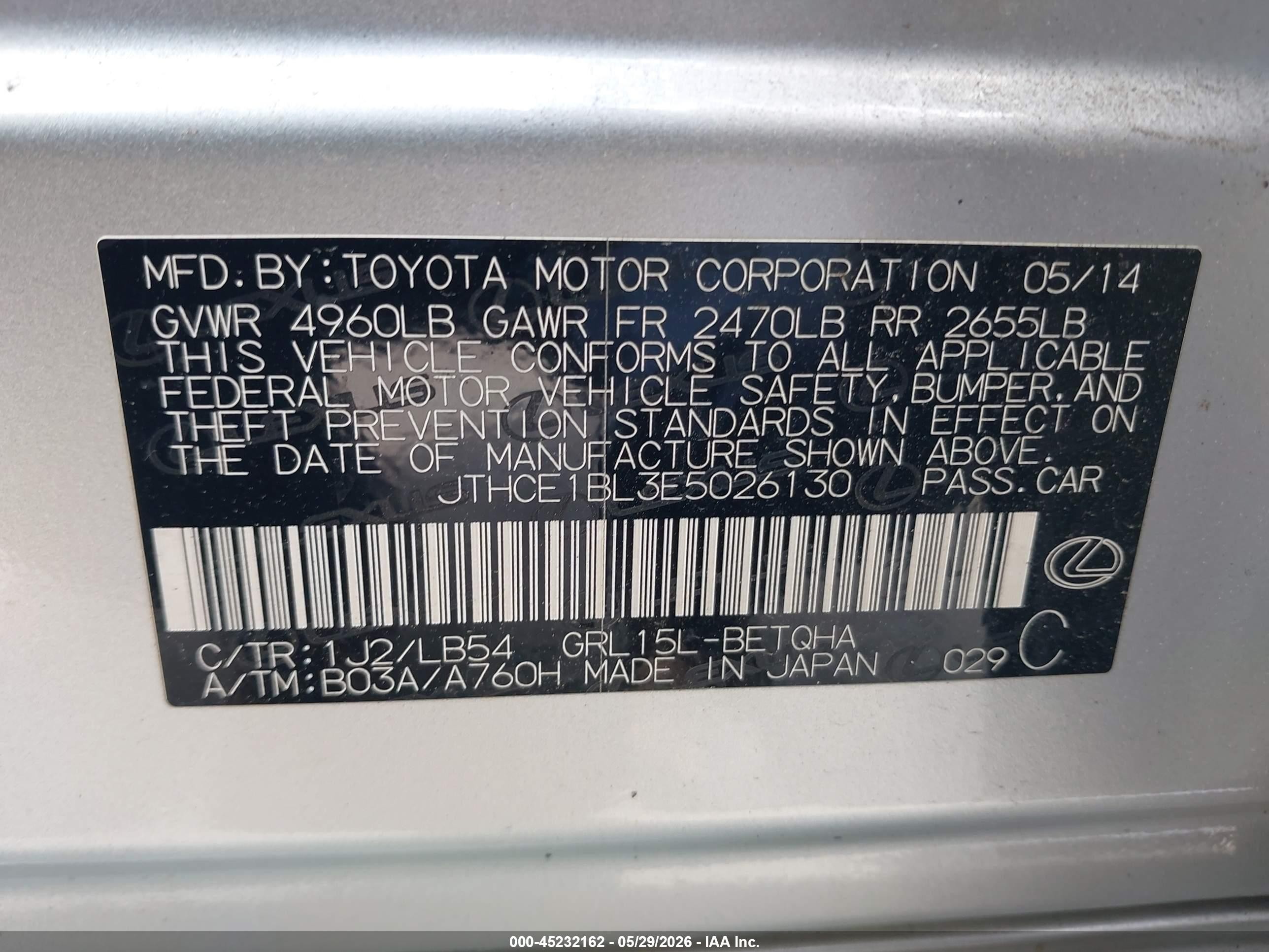 2014 Lexus Gs 350 Silver vin: JTHCE1BL3E5026130