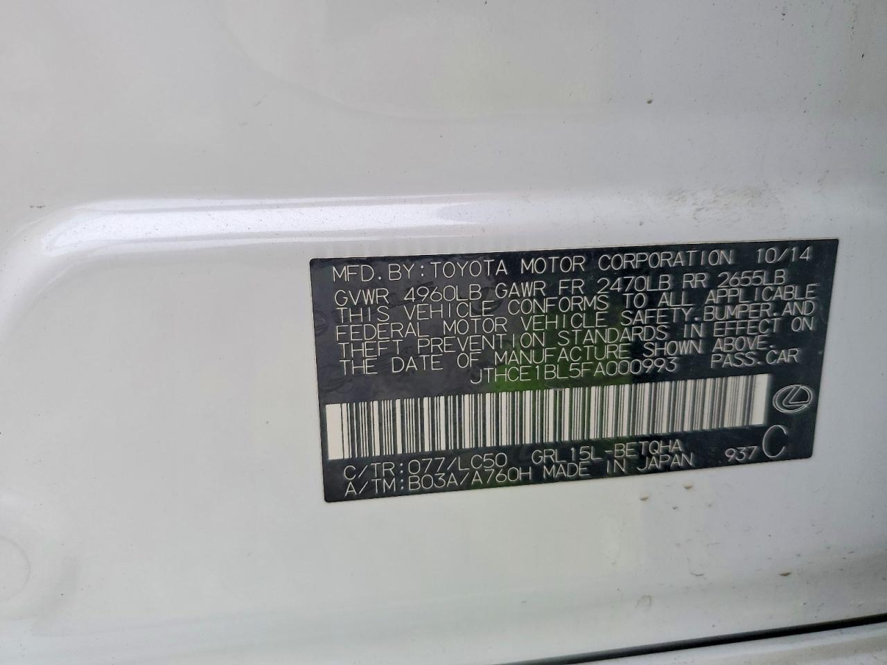 2015 Lexus Gs 350 White vin: JTHCE1BL5FA000993