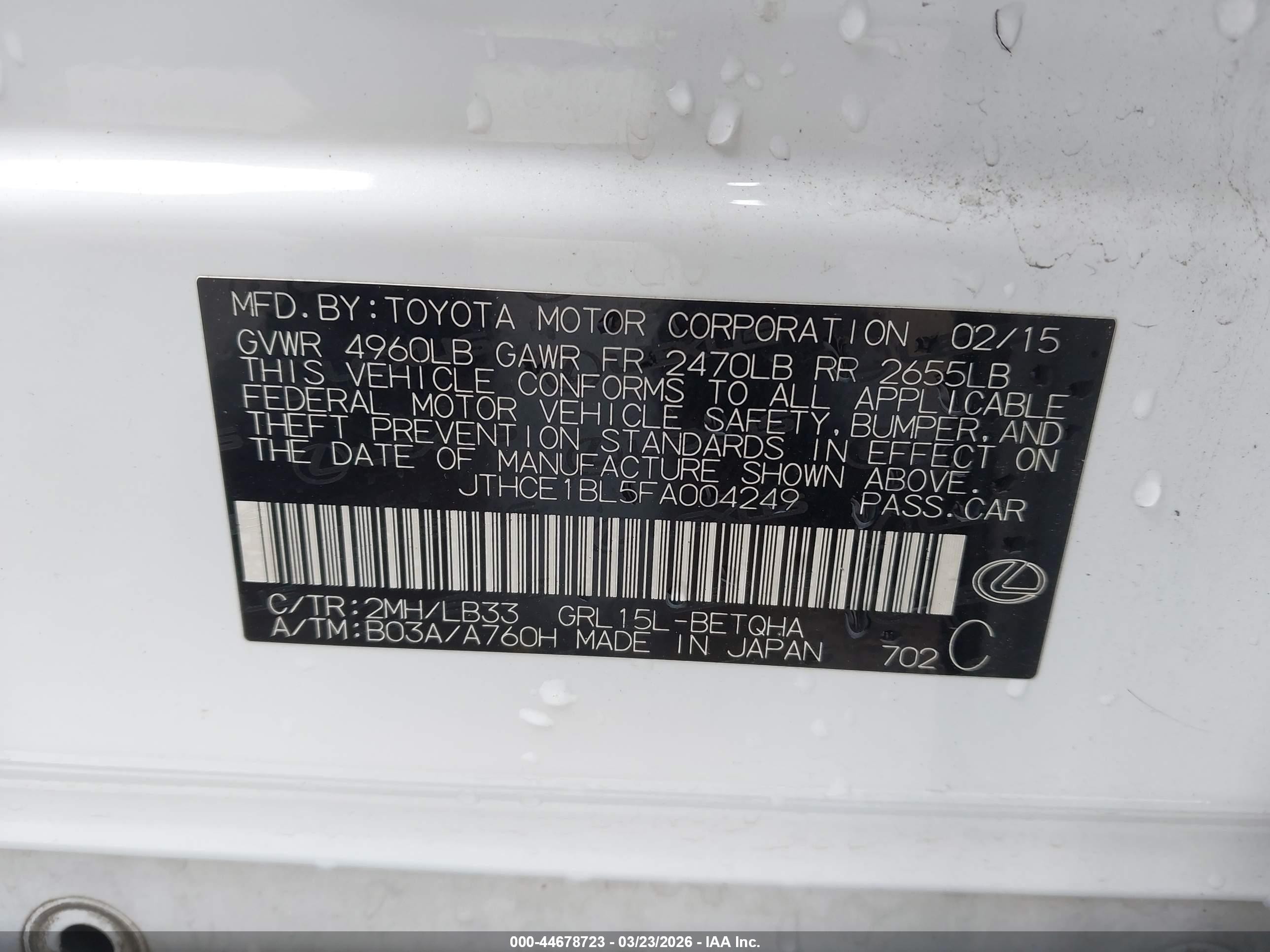 2015 Lexus Gs 350 Crafted Line White vin: JTHCE1BL5FA004249
