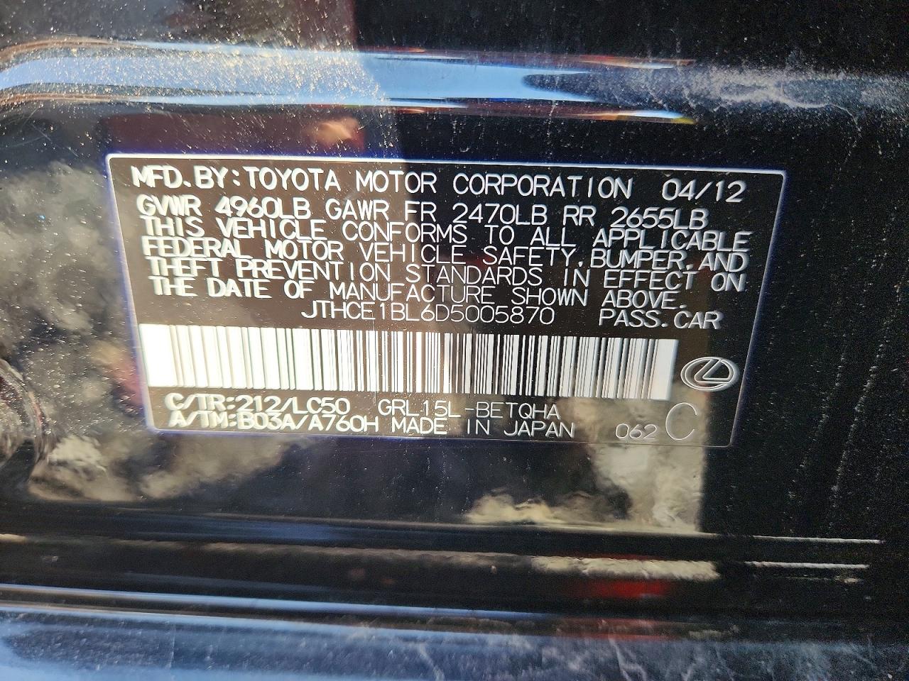 2013 Lexus Gs 350 Black vin: JTHCE1BL6D5005870