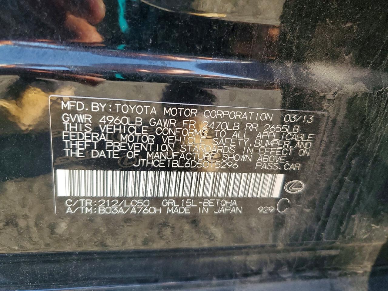 2013 Lexus Gs 350 Black vin: JTHCE1BL6D5015296