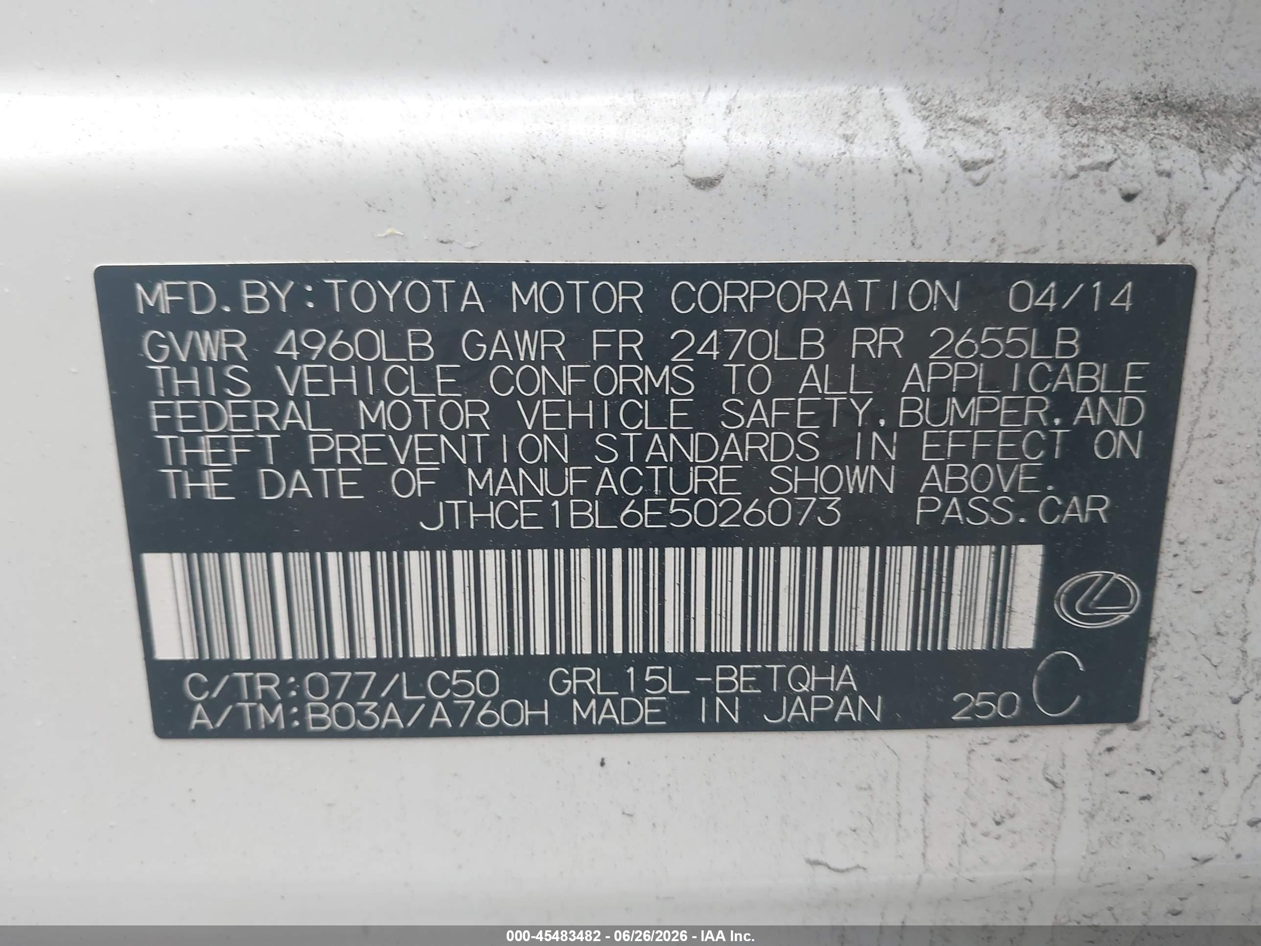 2014 Lexus Gs 350 White vin: JTHCE1BL6E5026073
