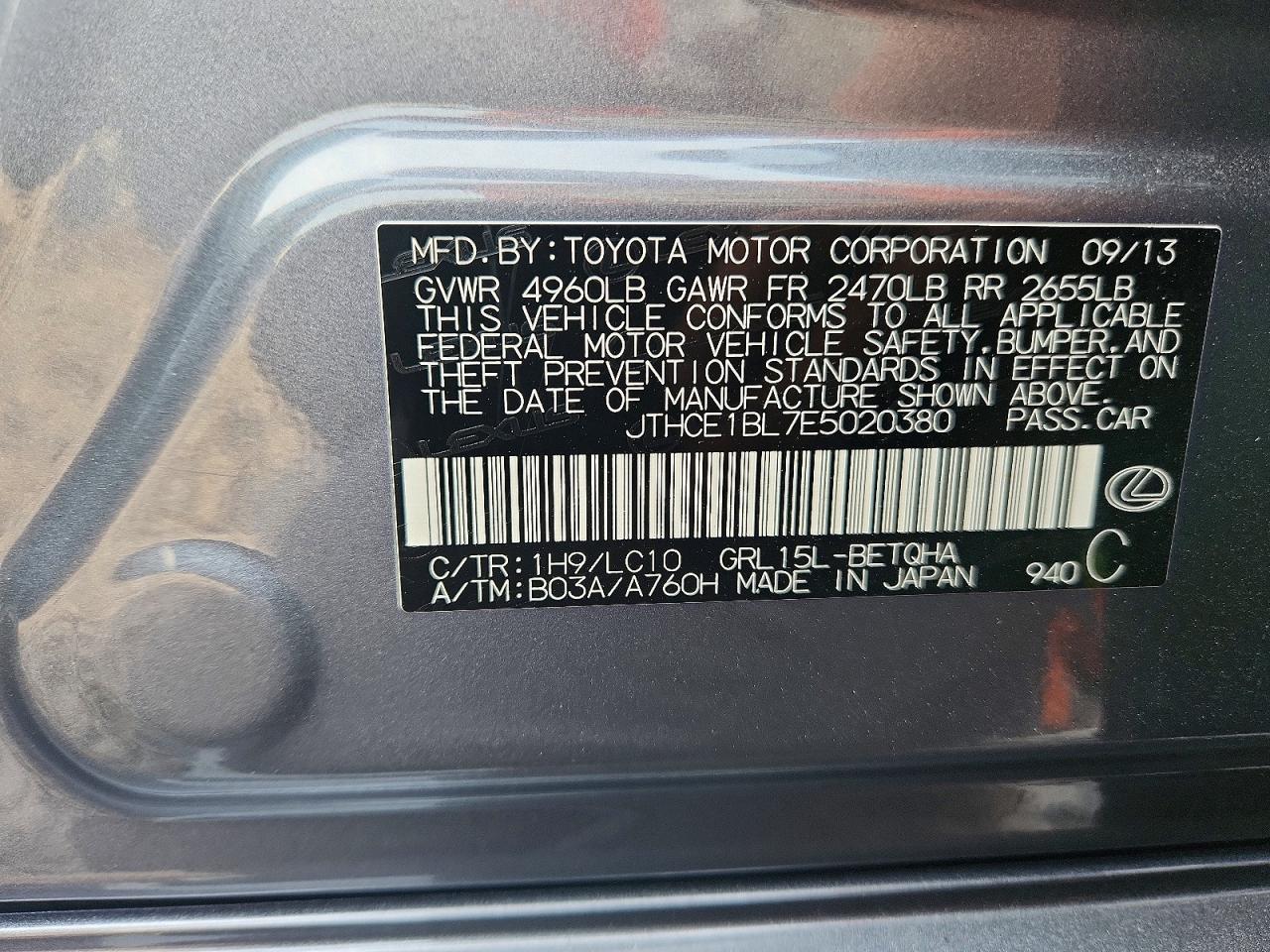 2014 Lexus Gs 350 Серый vin: JTHCE1BL7E5020380