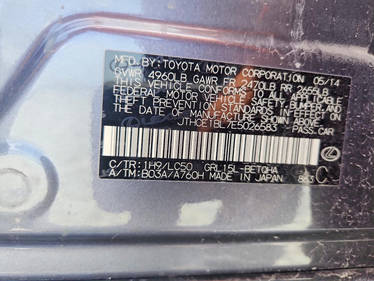 2014 Lexus Gs 350 Silver vin: JTHCE1BL7E5026583