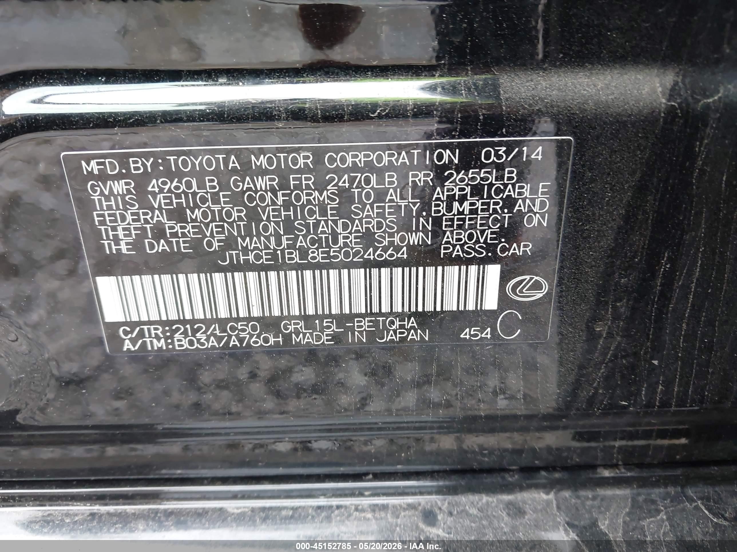 2014 Lexus Gs 350 Black vin: JTHCE1BL8E5024664