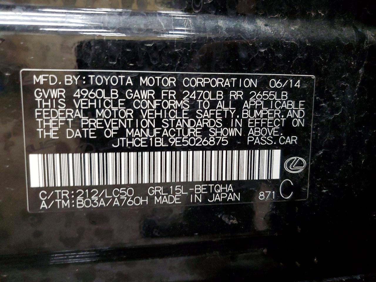 2014 Lexus Gs 350 Black vin: JTHCE1BL9E5026875