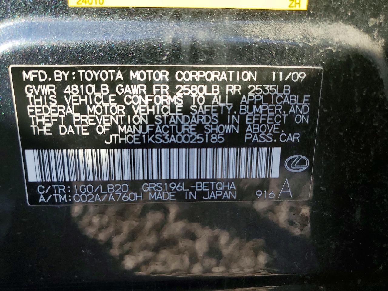2011 Lexus Gs 350 Gray vin: JTHCE1KS3A0025185