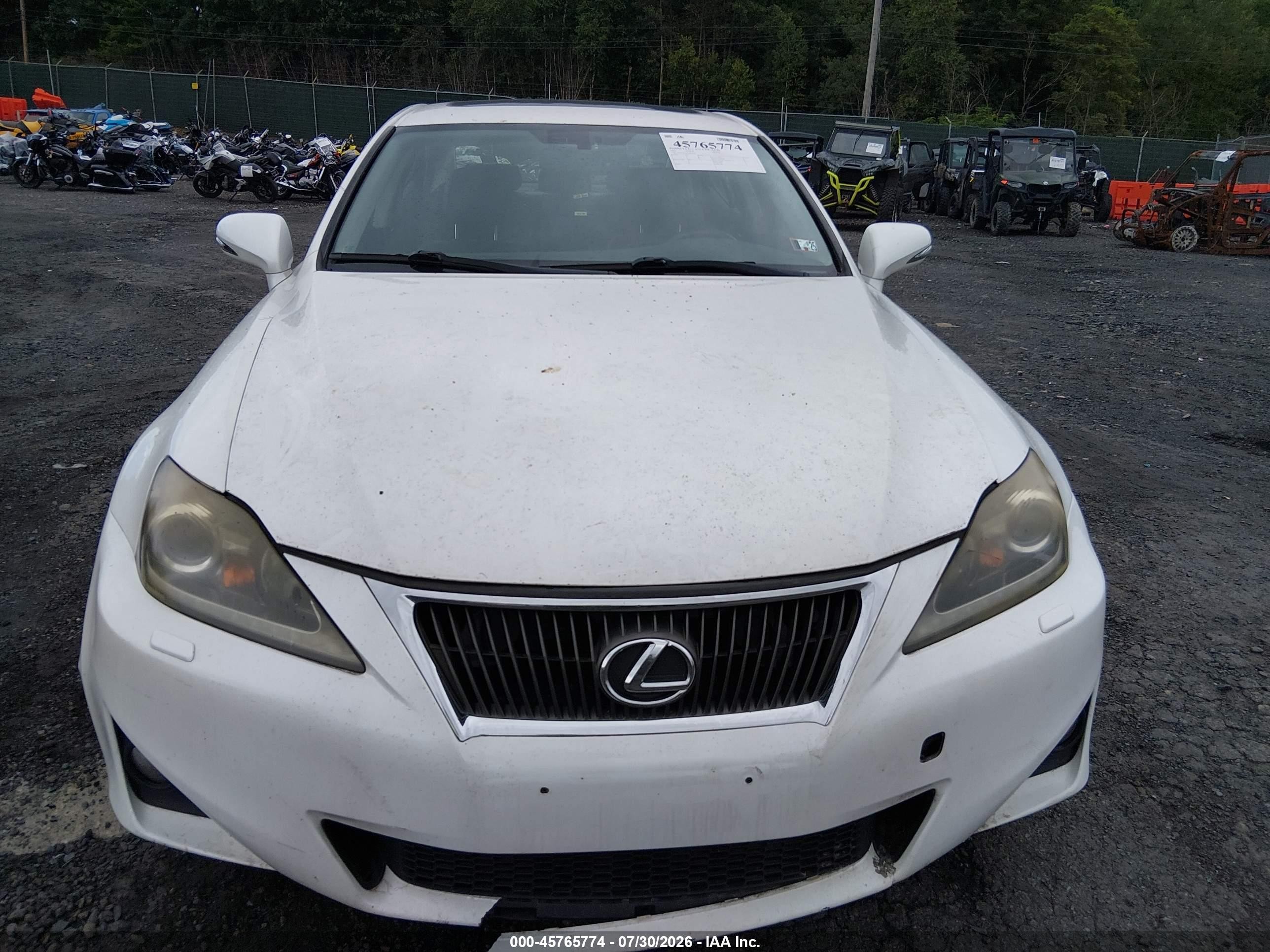 2012 Lexus Is 350   White vin: JTHCE5C21C5002726