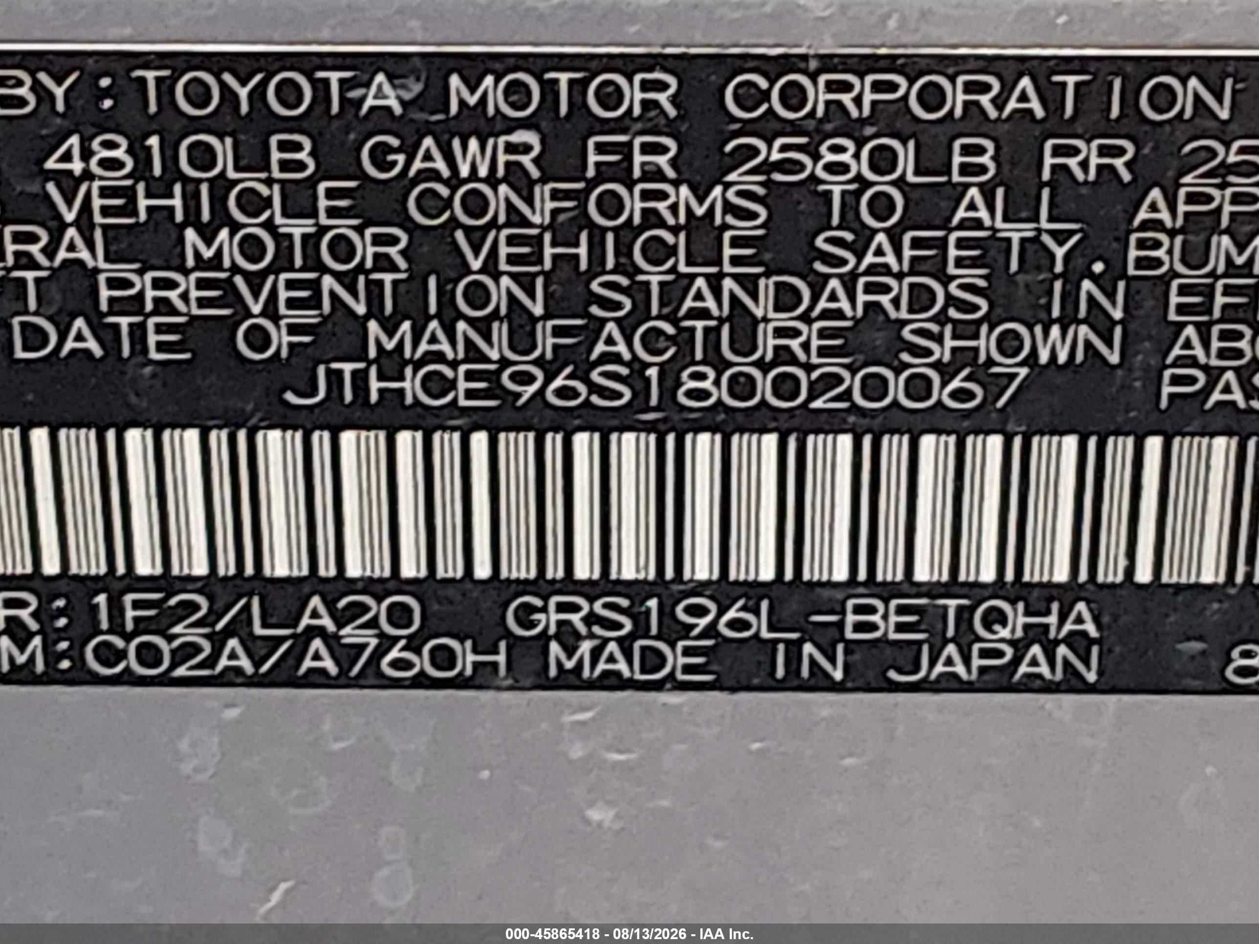 2008 Lexus Gs 350 Silver vin: JTHCE96S180020067