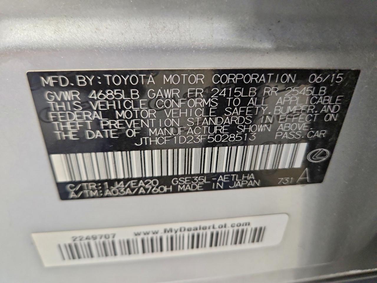 2015 Lexus Is 250 Silver vin: JTHCF1D23F5028513