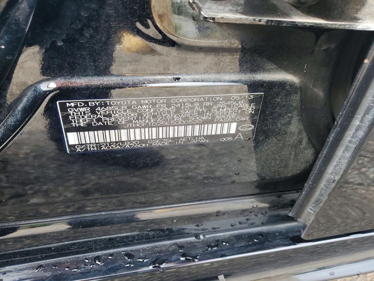 2014 Lexus Is 250 Black vin: JTHCF1D25E5000520