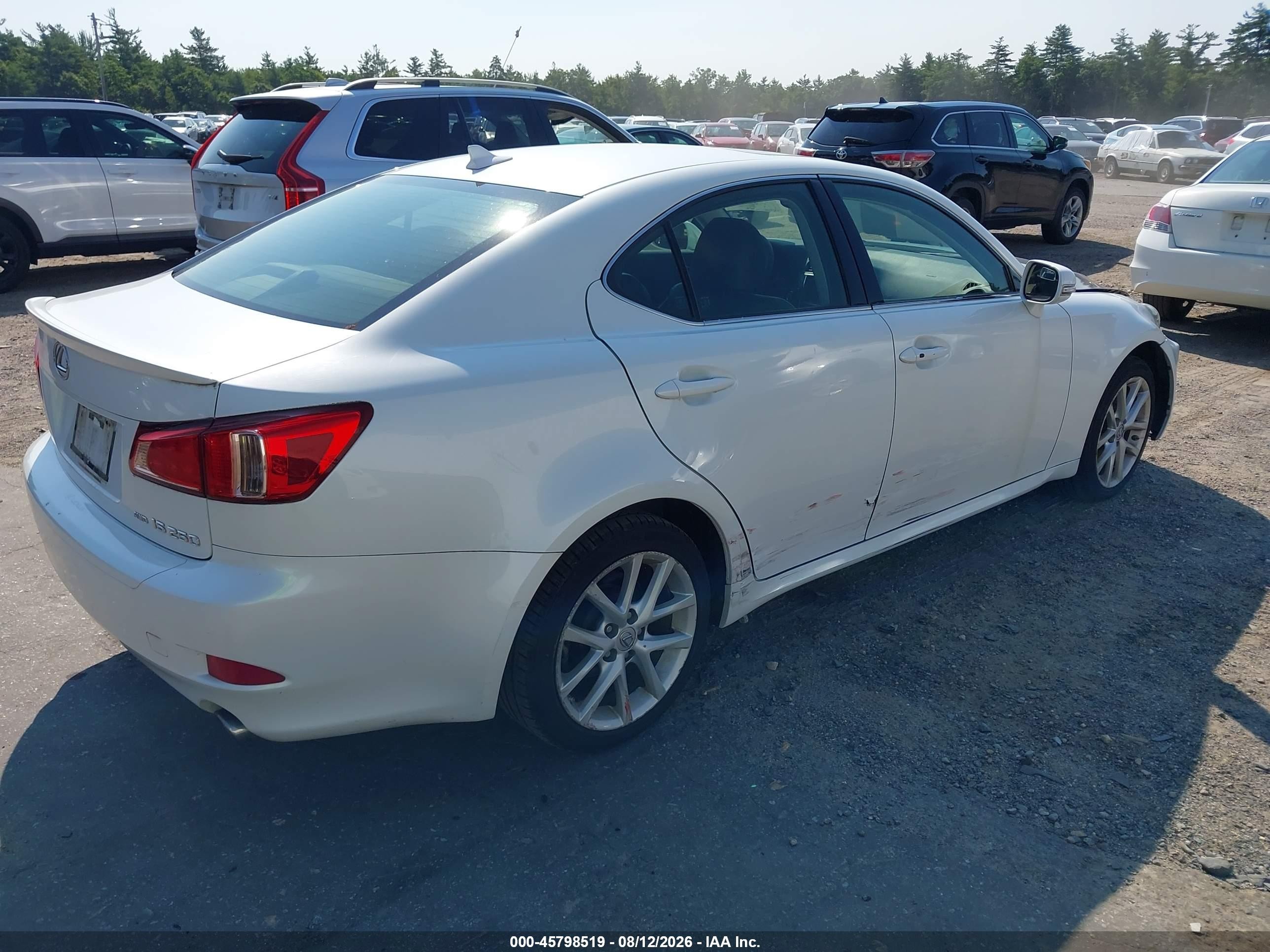 2012 Lexus Is 250   White vin: JTHCF5C2XC5054286