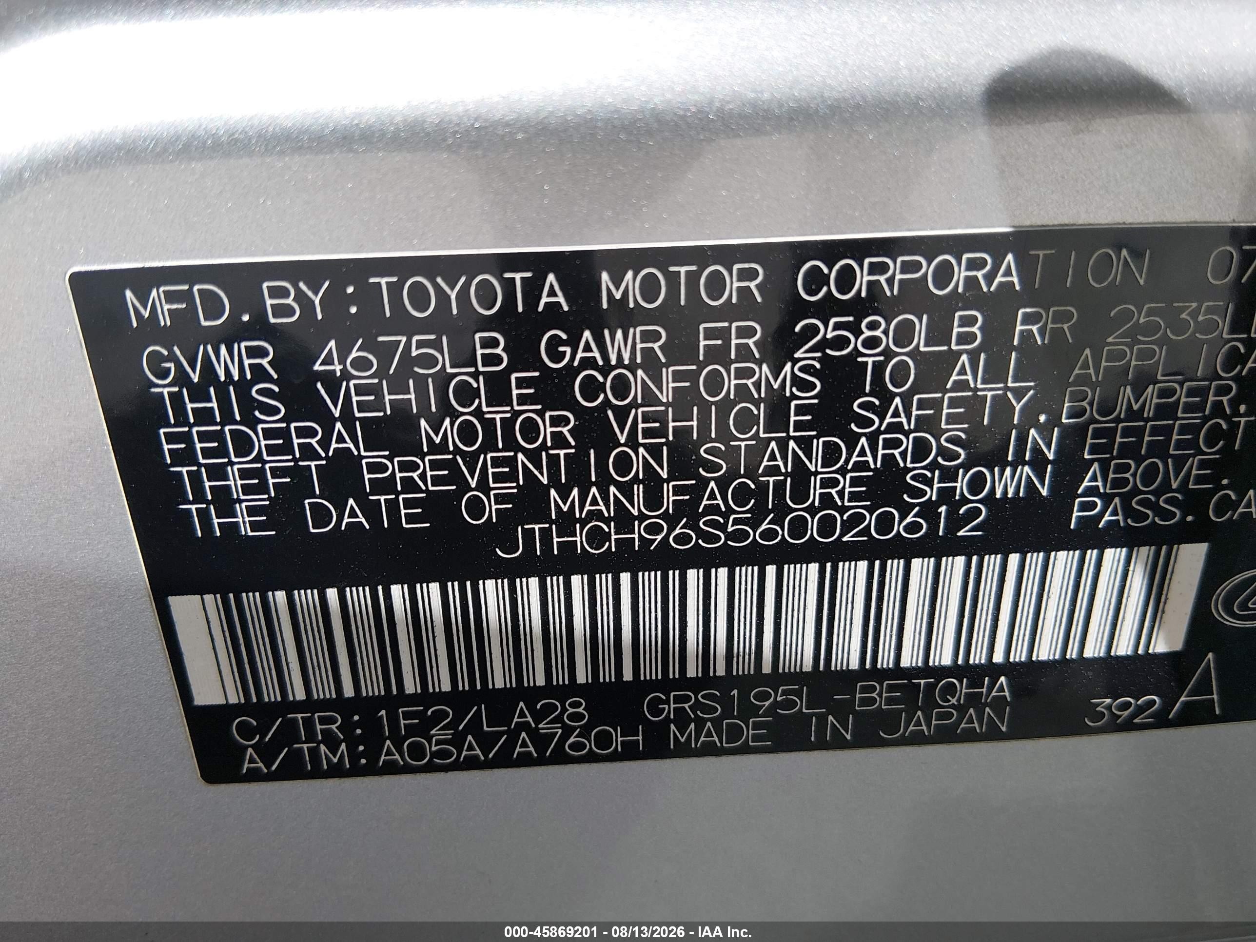 2006 Lexus Gs 300 Silver vin: JTHCH96S560020612