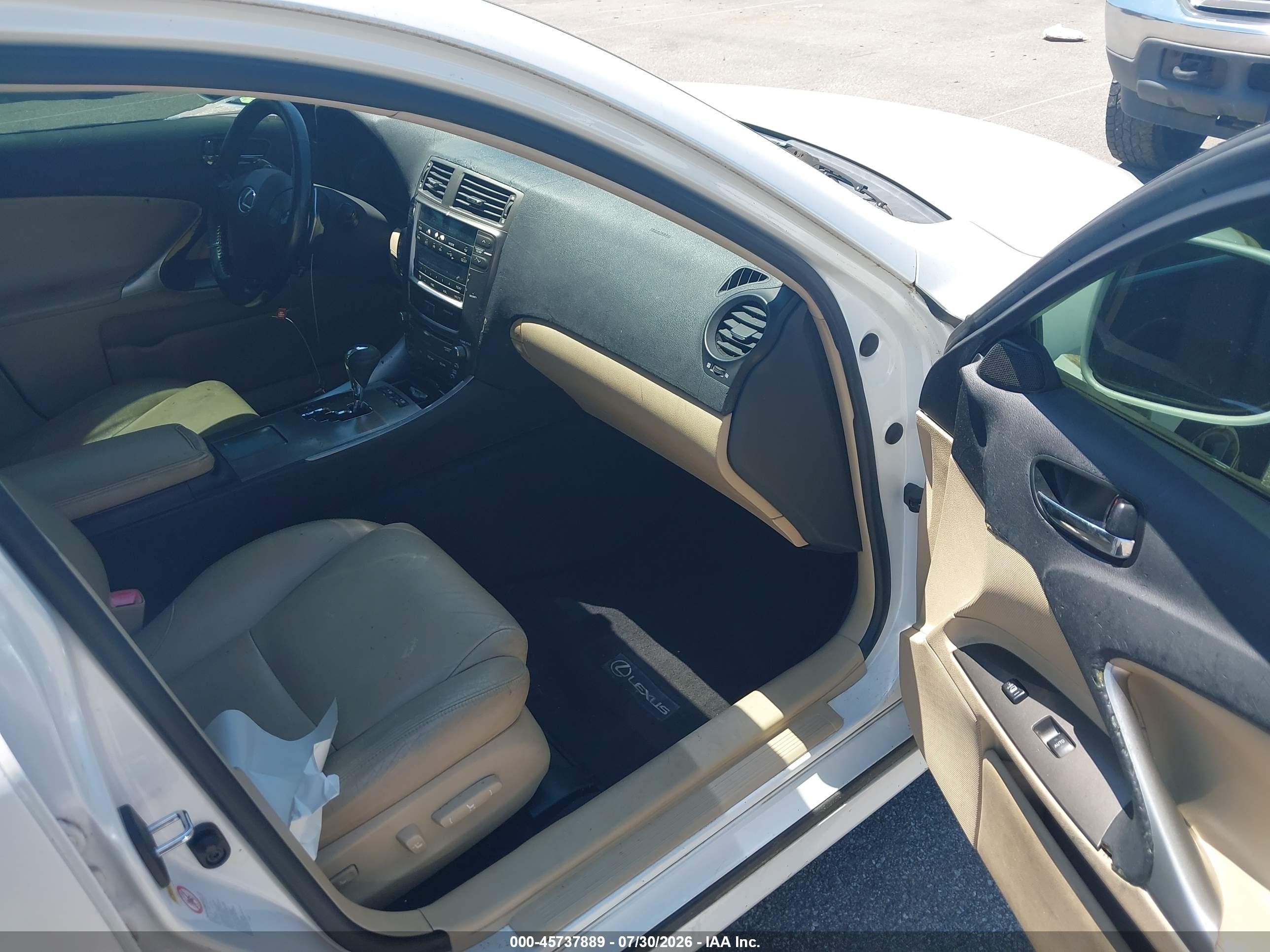 2008 Lexus Is 250   White vin: JTHCK262782021762