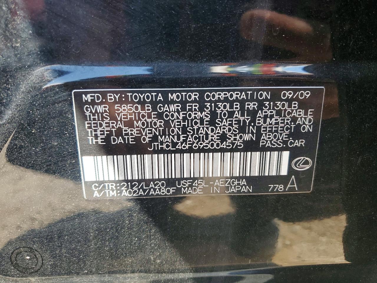 2009 Lexus Ls 460 Black vin: JTHCL46F695004575
