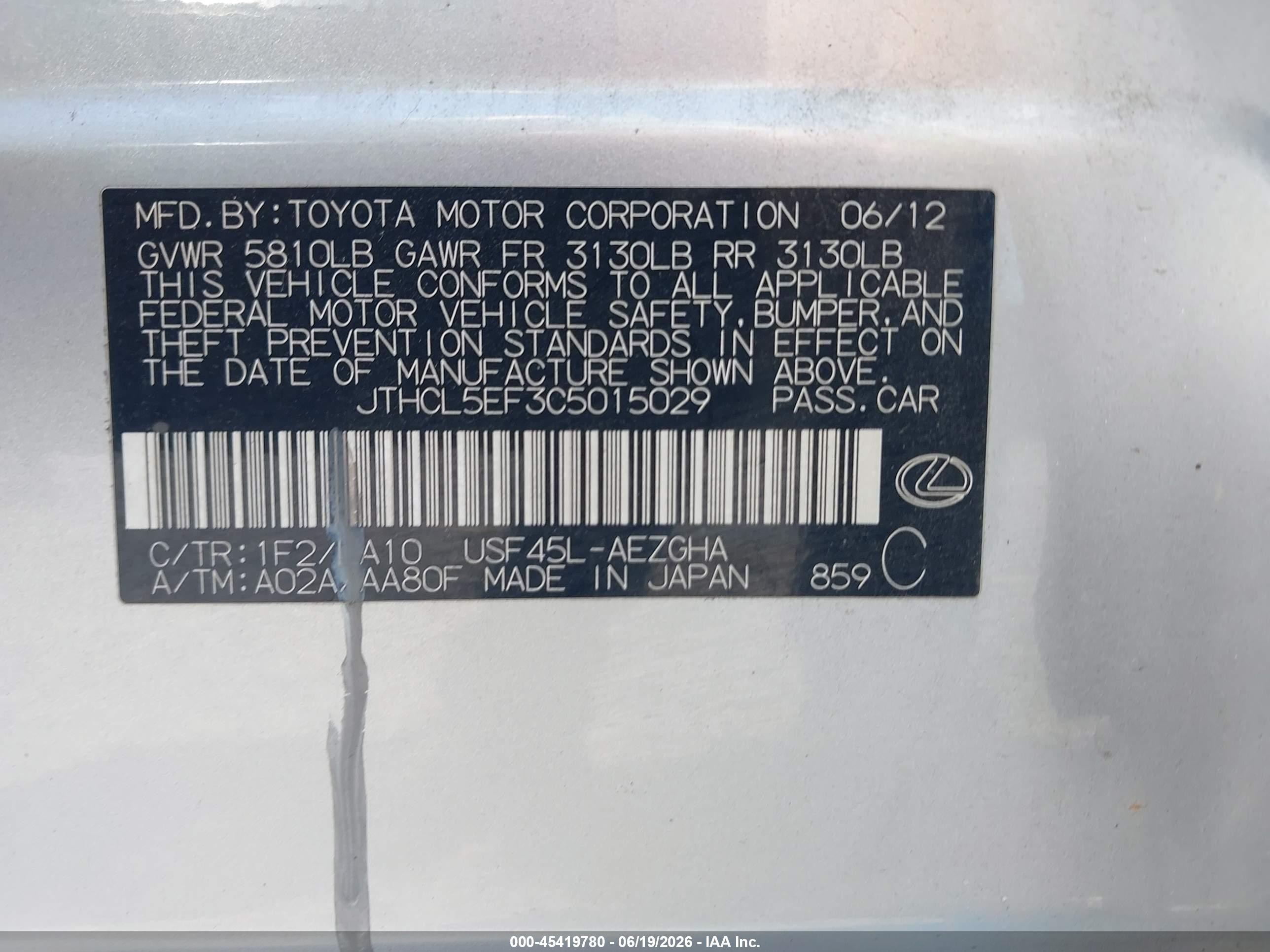 2012 Lexus Ls 460   Silver vin: JTHCL5EF3C5015029