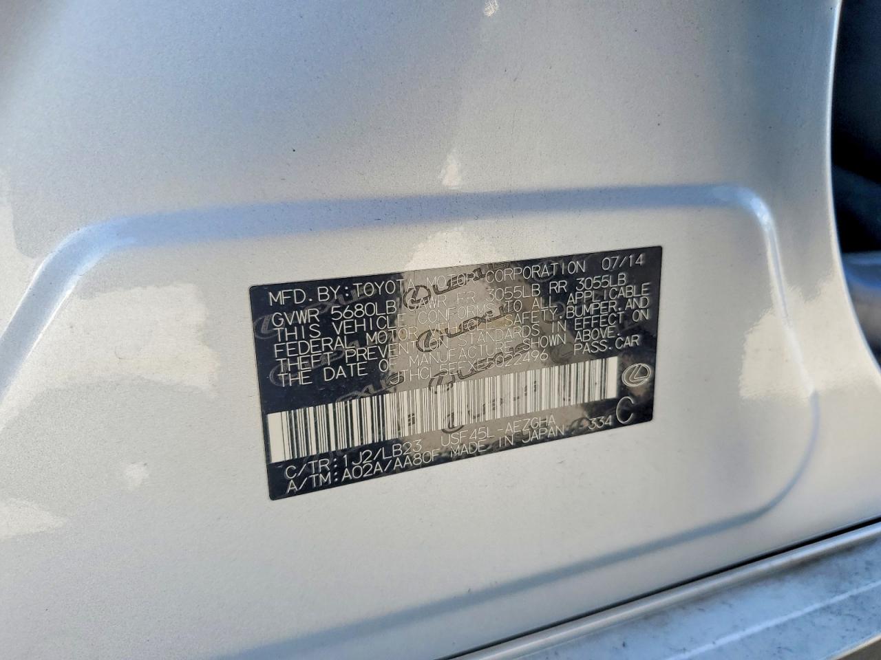 2014 Lexus Ls 460 Silver vin: JTHCL5EFXE5022496