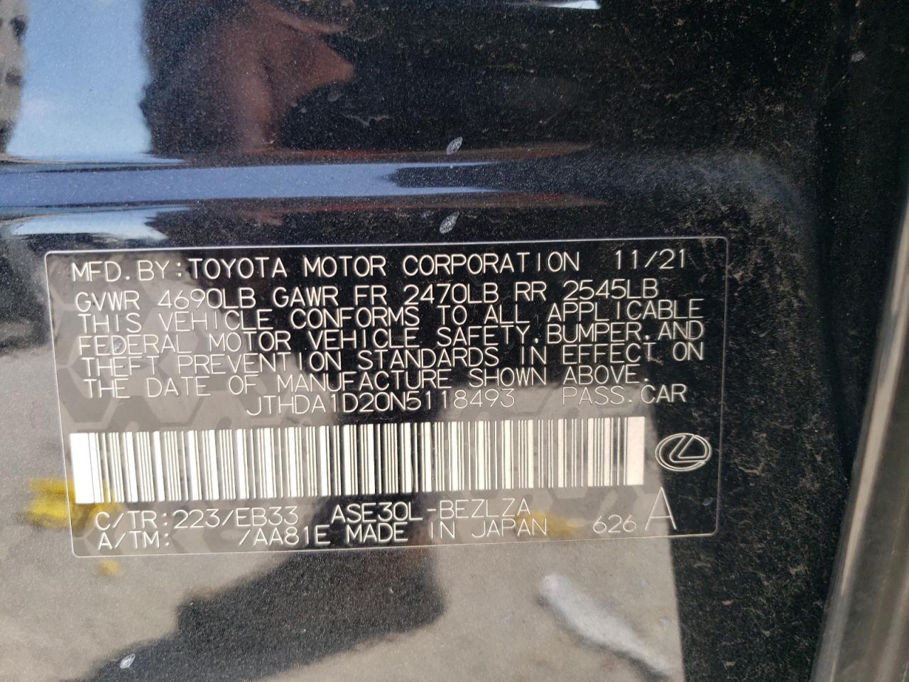 2022 Lexus Is 300 Black vin: JTHDA1D20N5118493