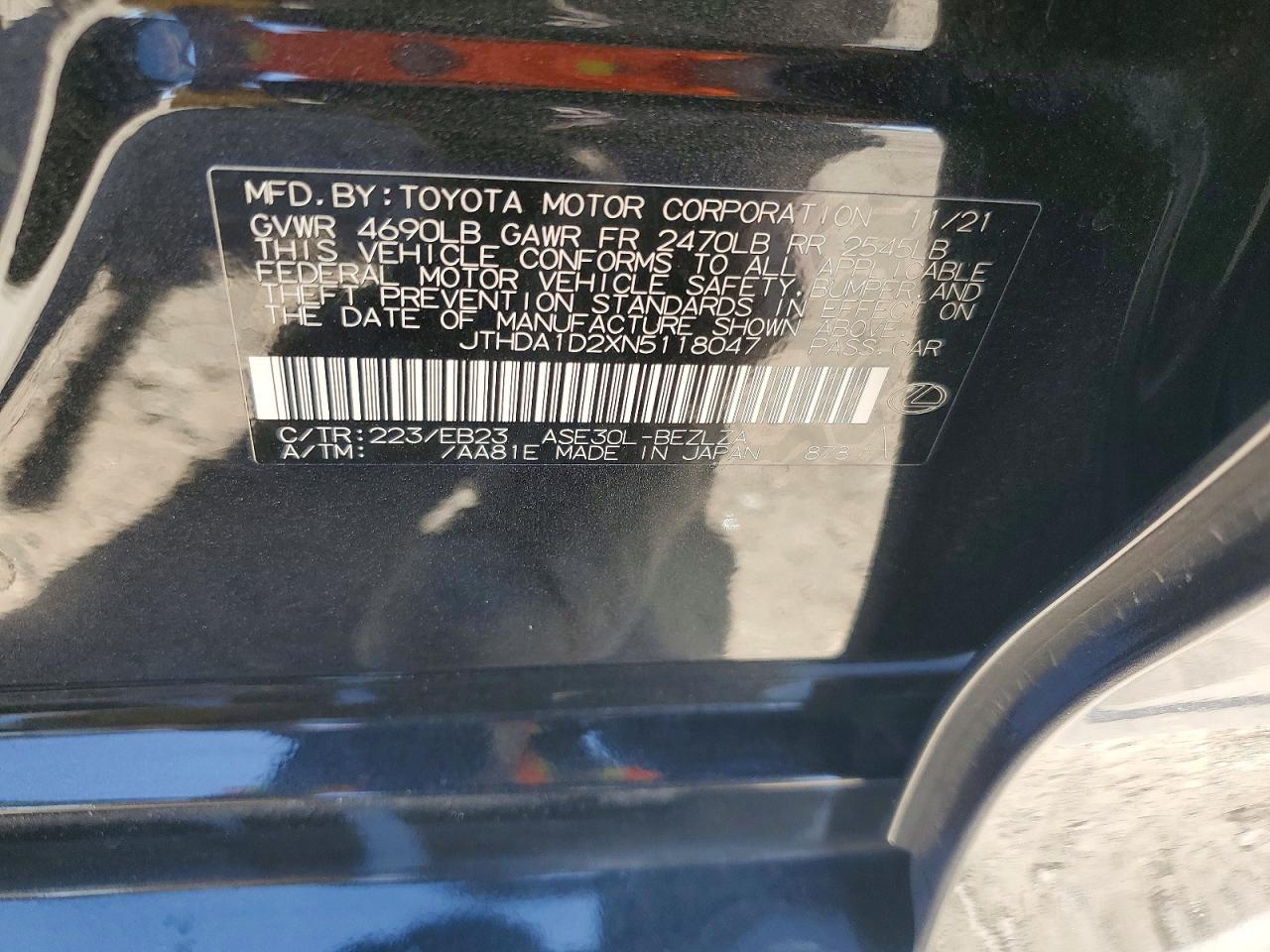 2022 Lexus Is 300 Black vin: JTHDA1D2XN5118047
