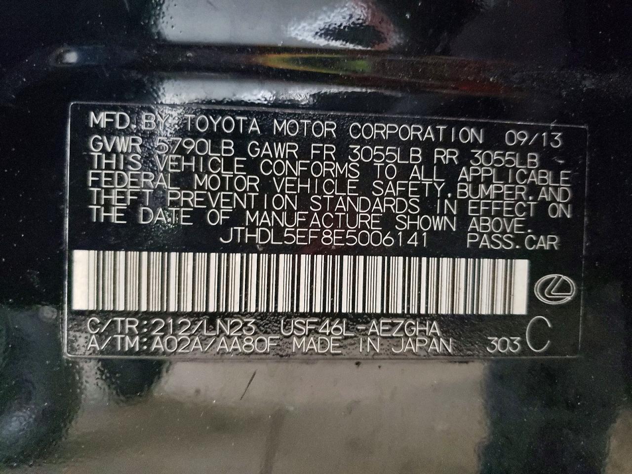 2014 Lexus Ls 460l Black vin: JTHDL5EF8E5006141