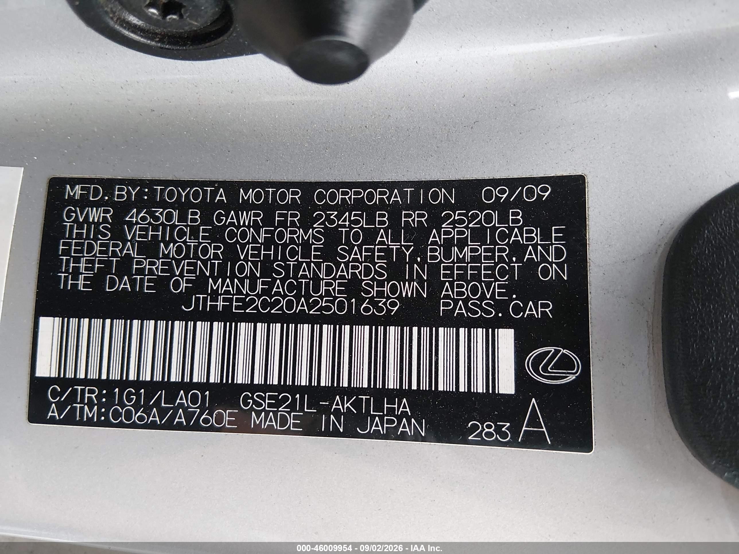 2010 Lexus Is 350c Silver vin: JTHFE2C20A2501639