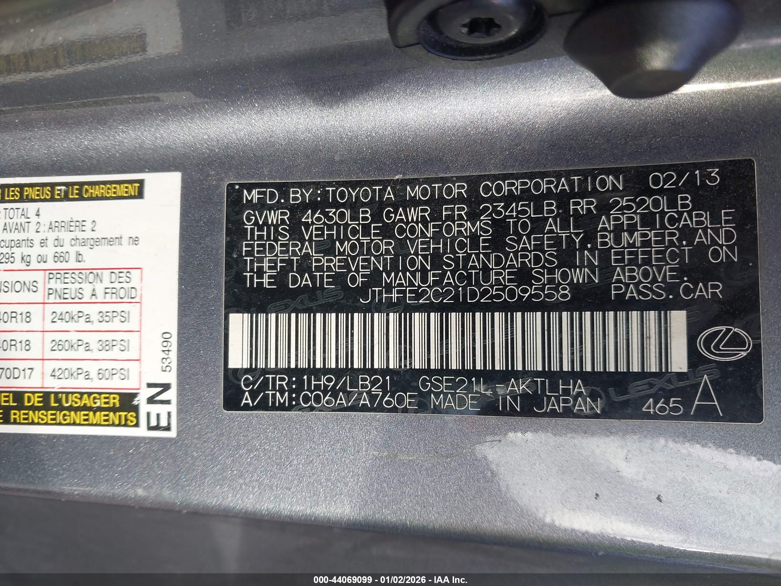 2013 Lexus Is 350c   Gray vin: JTHFE2C21D2509558