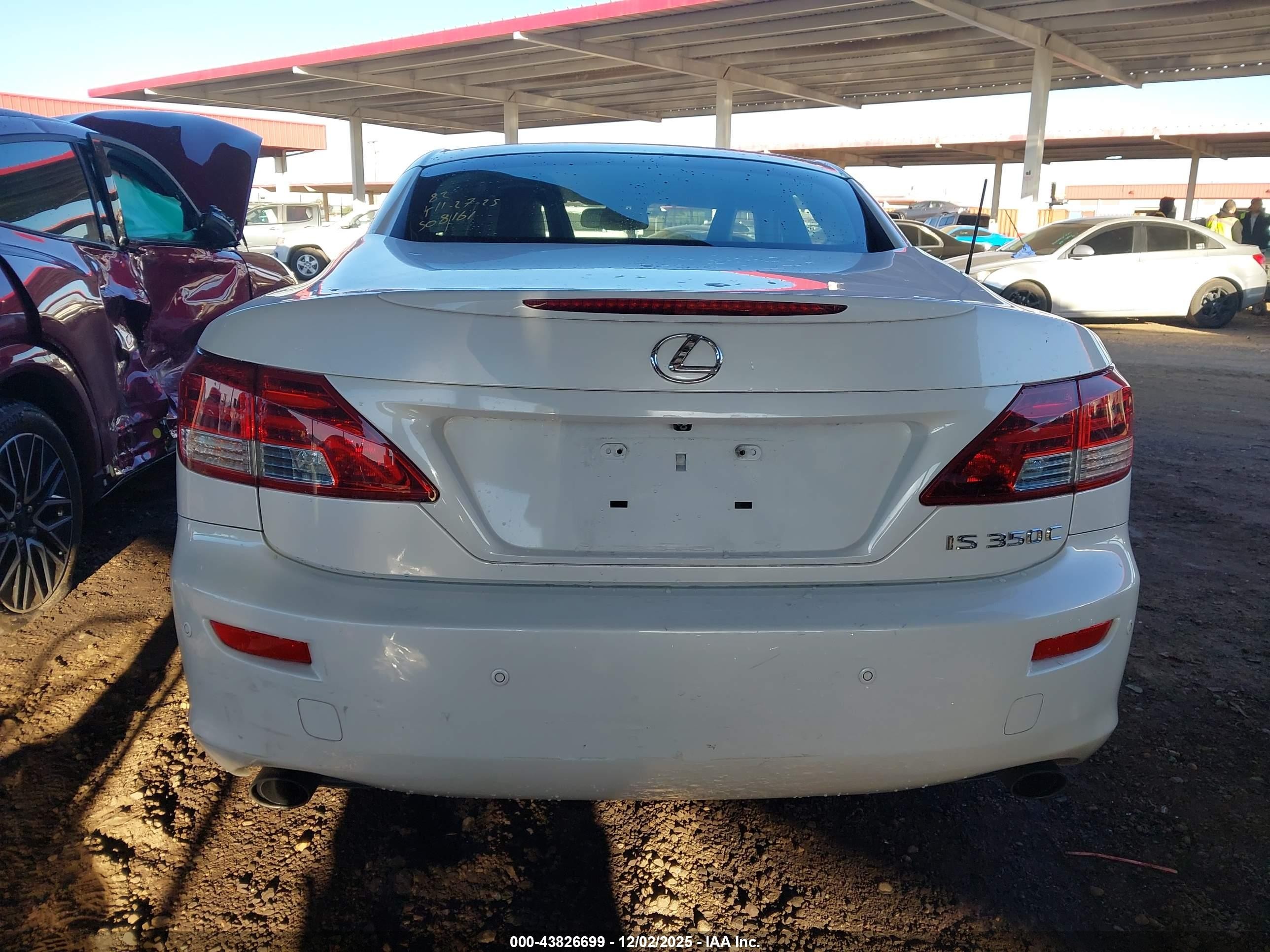 2012 Lexus Is 350c   White vin: JTHFE2C24C2508161