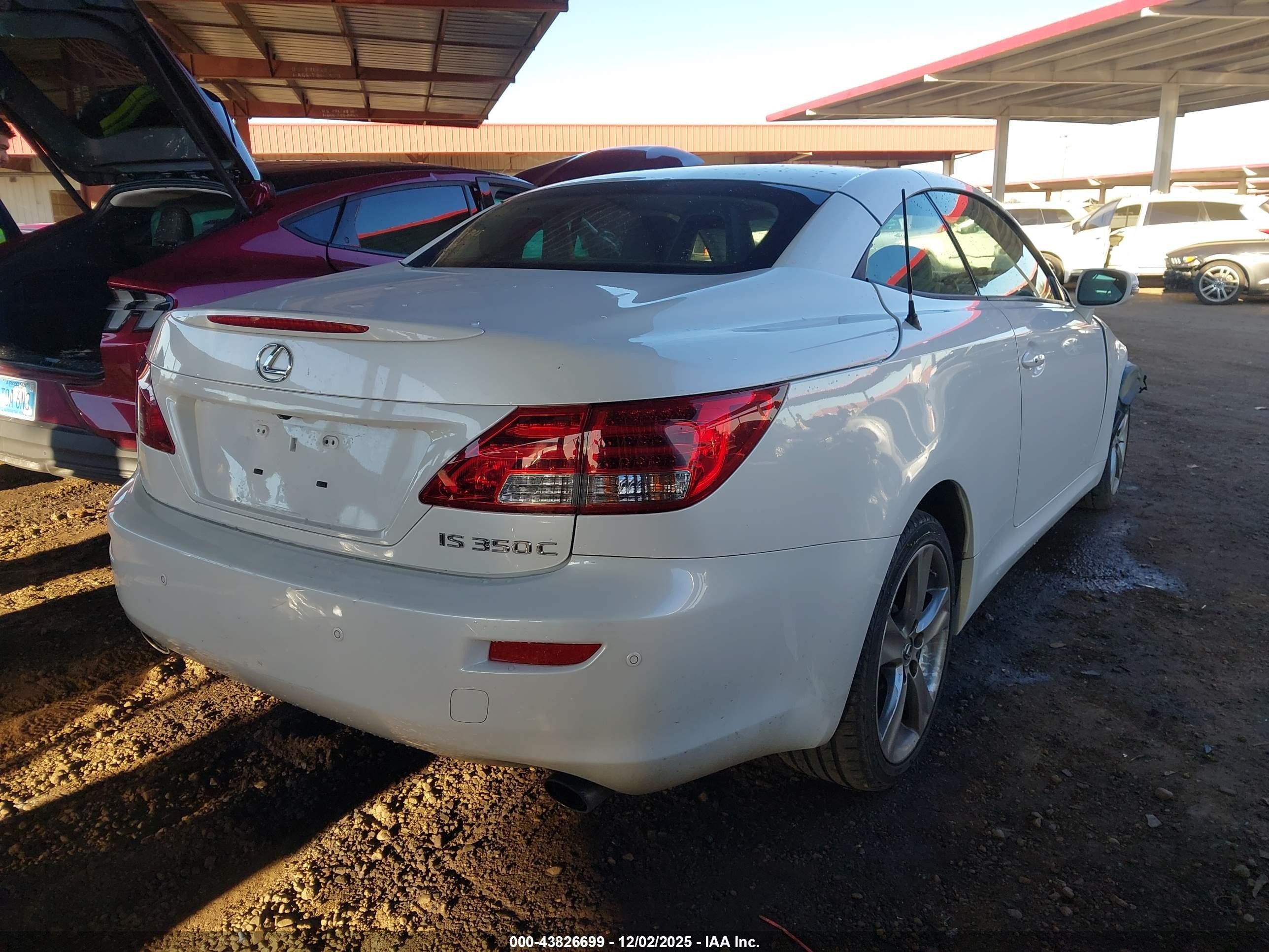 2012 Lexus Is 350c   White vin: JTHFE2C24C2508161