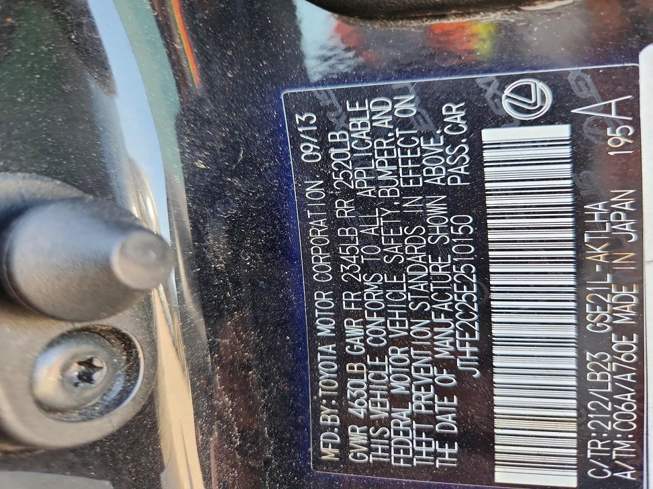 2014 Lexus Is 350 Black vin: JTHFE2C25E2510150
