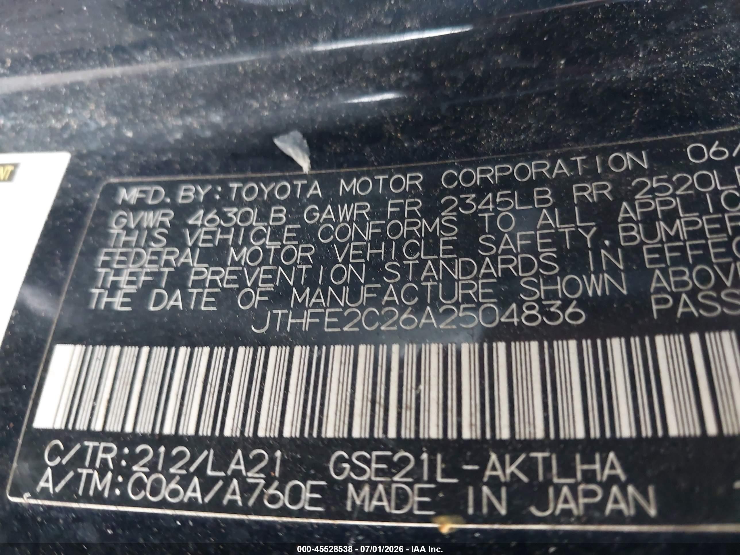 2010 Lexus Is 350c   Black vin: JTHFE2C26A2504836