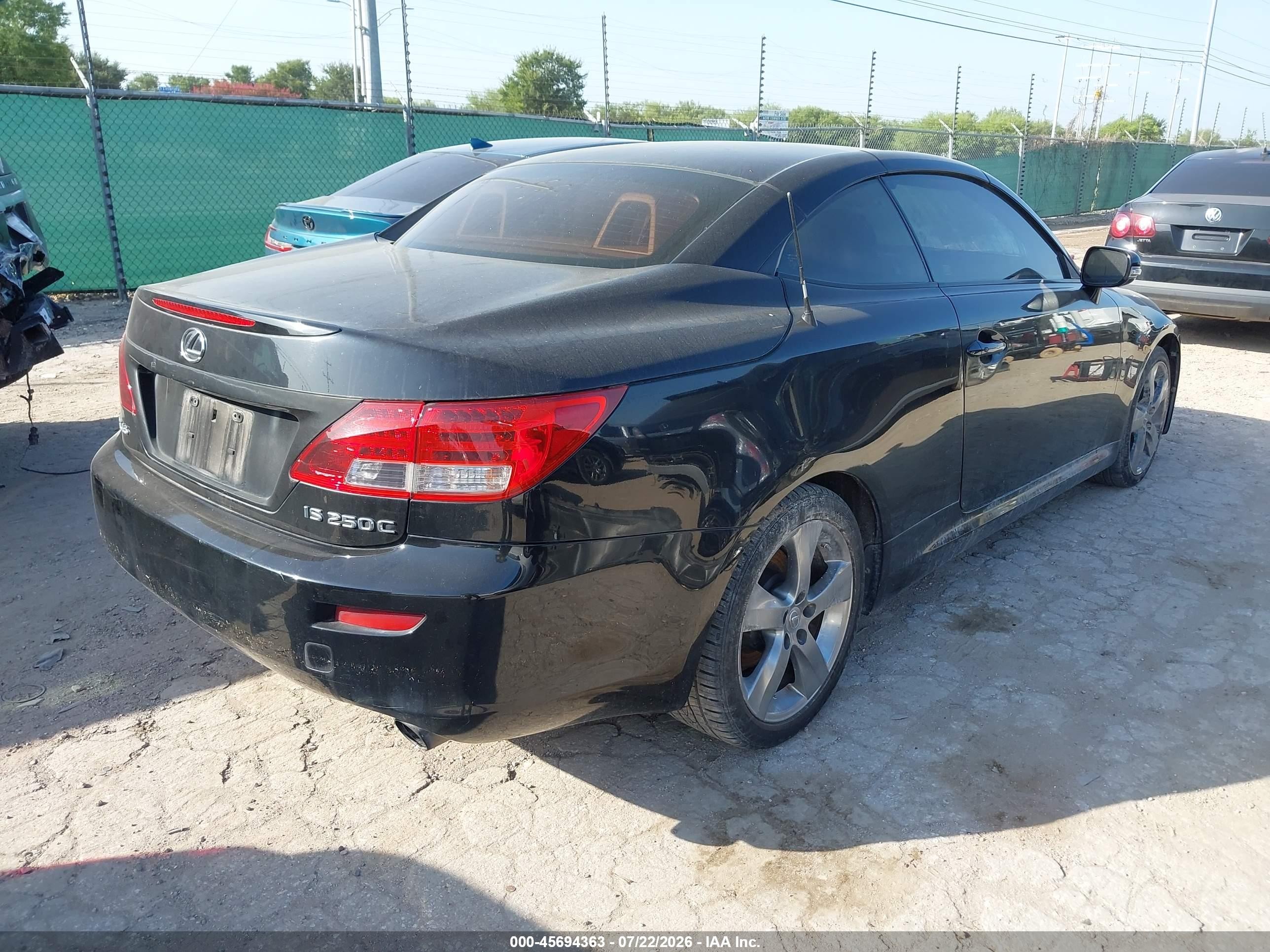 2010 Lexus Is 250c   Black vin: JTHFF2C25A2504372