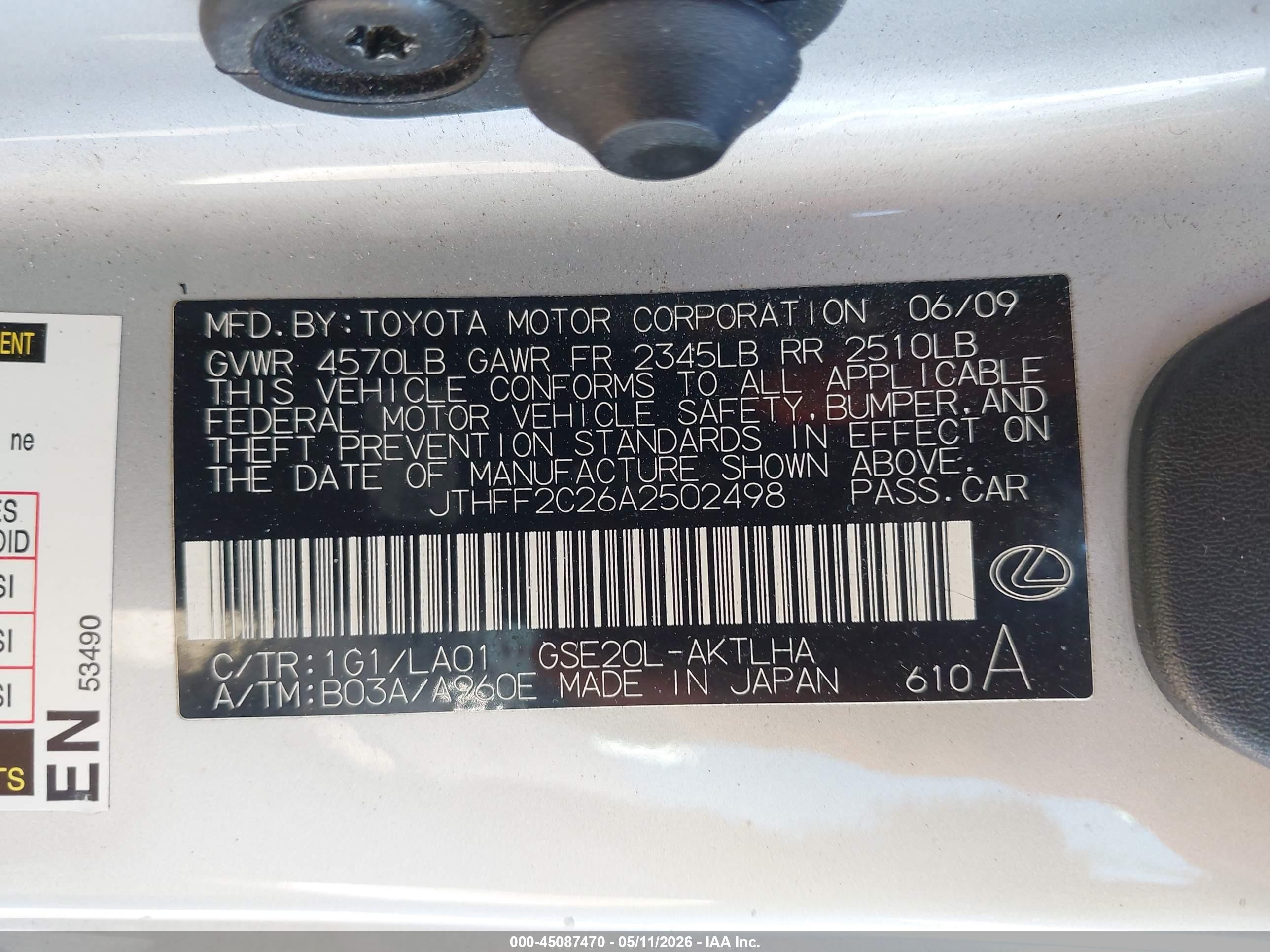 2010 Lexus Is 250c Silver vin: JTHFF2C26A2502498