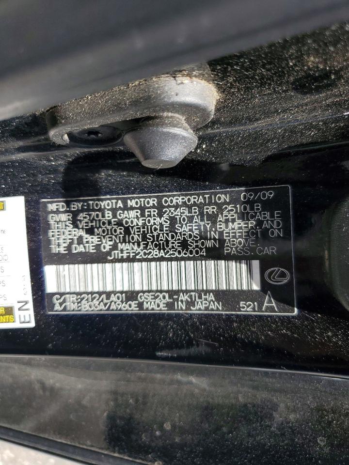 2010 Lexus Is 250 Черный vin: JTHFF2C28A2506004