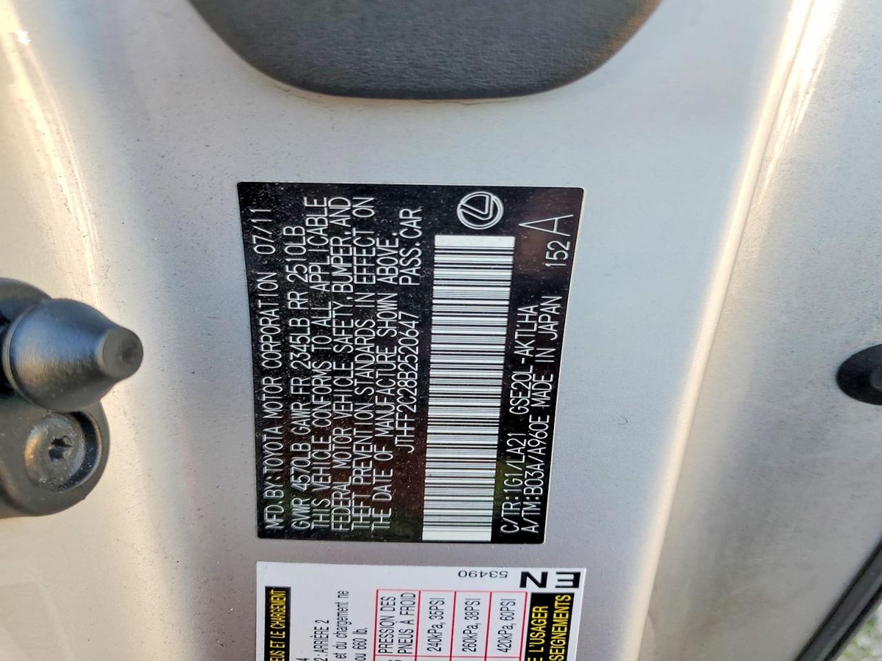 2010 Lexus Is 250c Base Silver vin: JTHFF2C28B2520647
