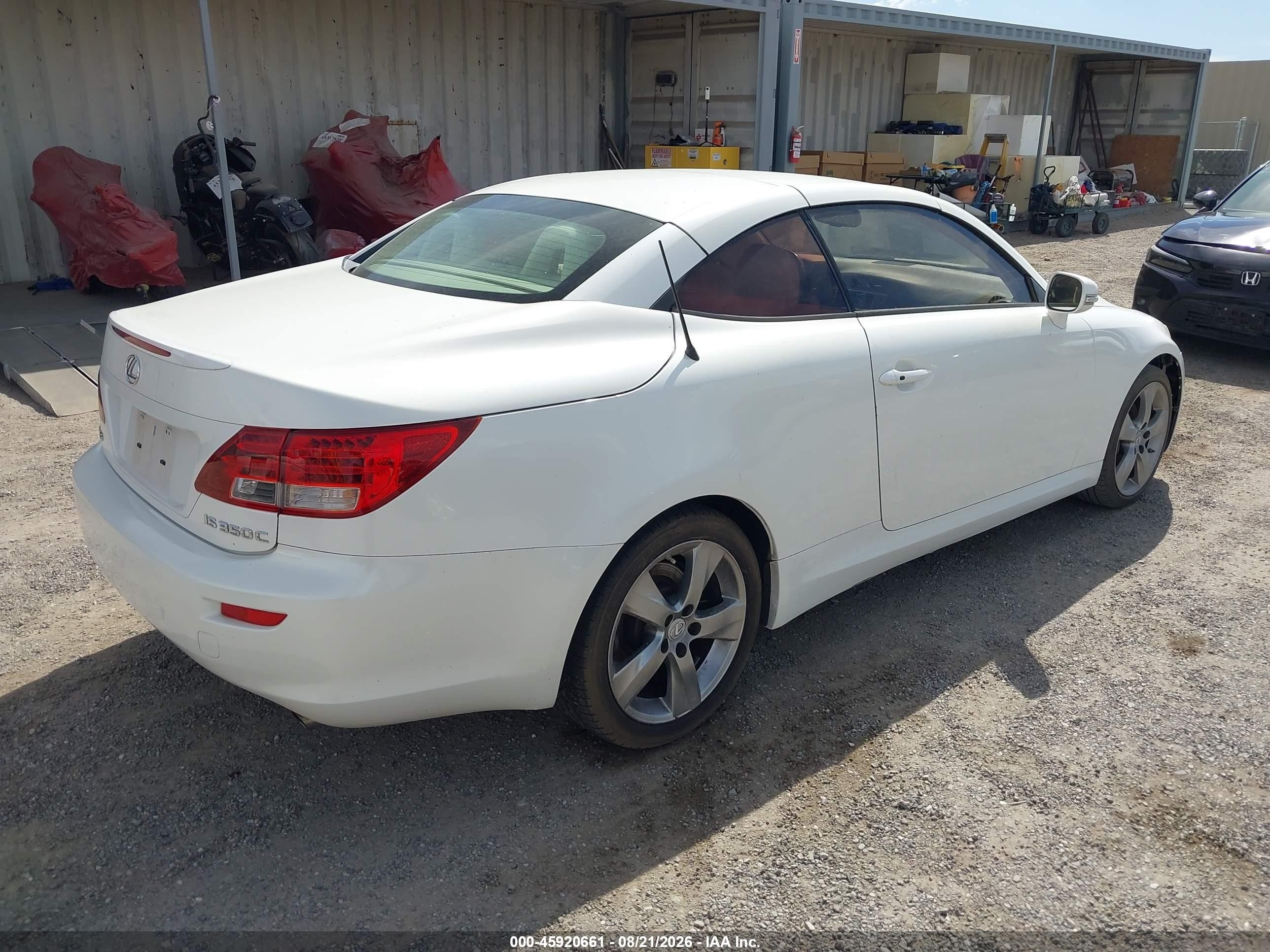 2010 Lexus Is 250c   White vin: JTHFF2C2XA2504495