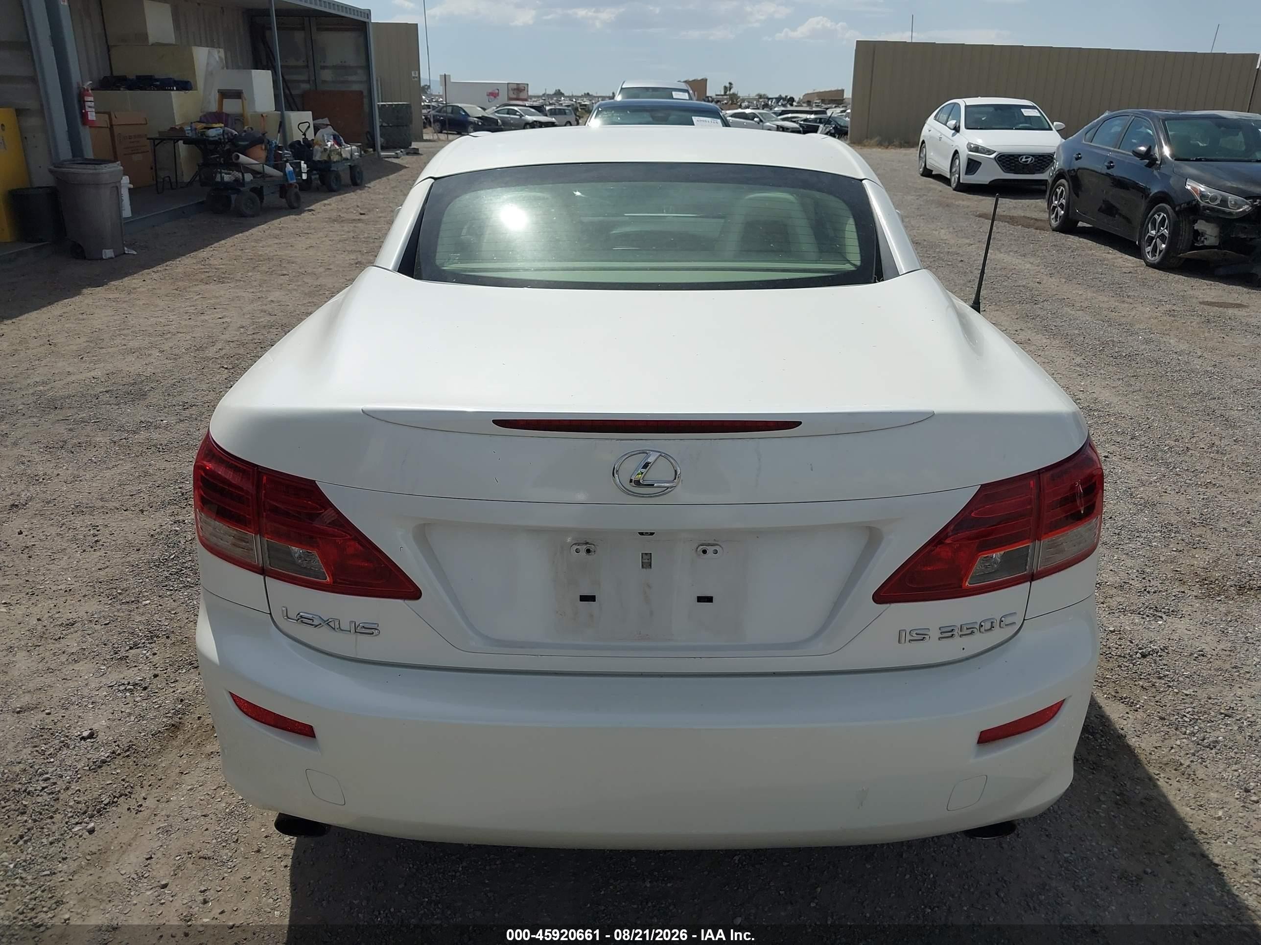 2010 Lexus Is 250c   White vin: JTHFF2C2XA2504495