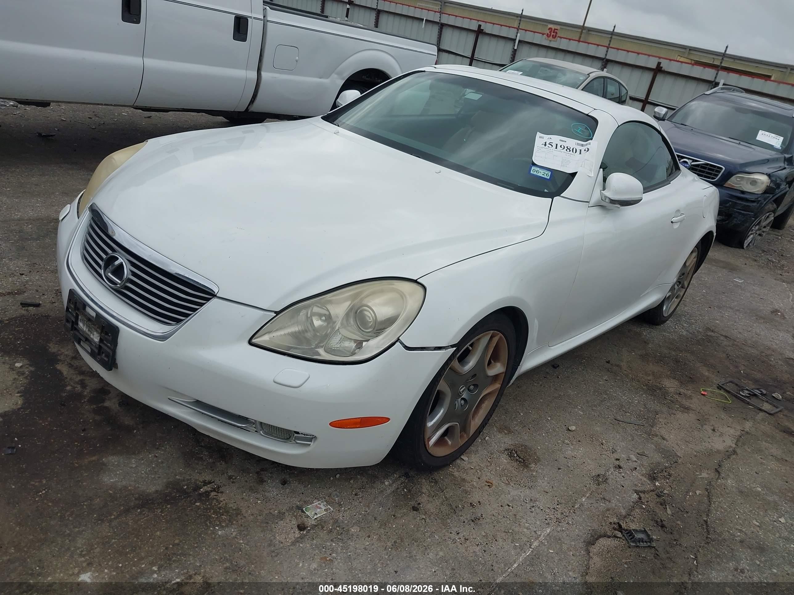 2008 Lexus Sc 430   White vin: JTHFN45Y789019555